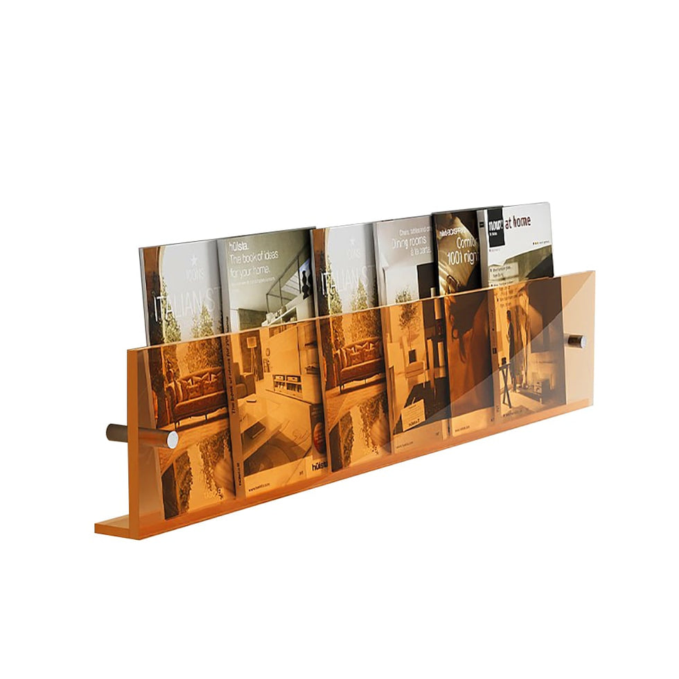 HMR - 31.5" Modern Acrylic Wall Mounted Floating Shelf Book Storage Display Rack in Orange