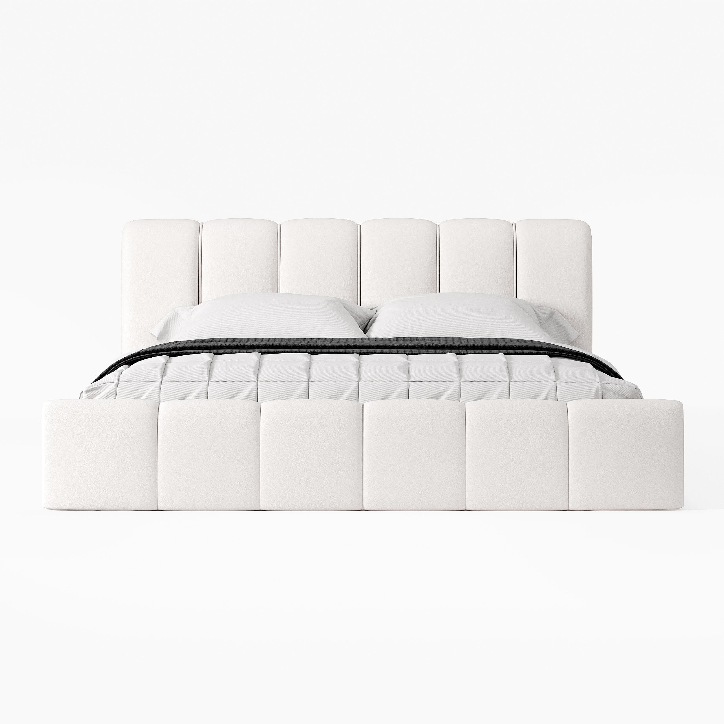 HMR - Humply White Leather Wingback King Bed Frame
