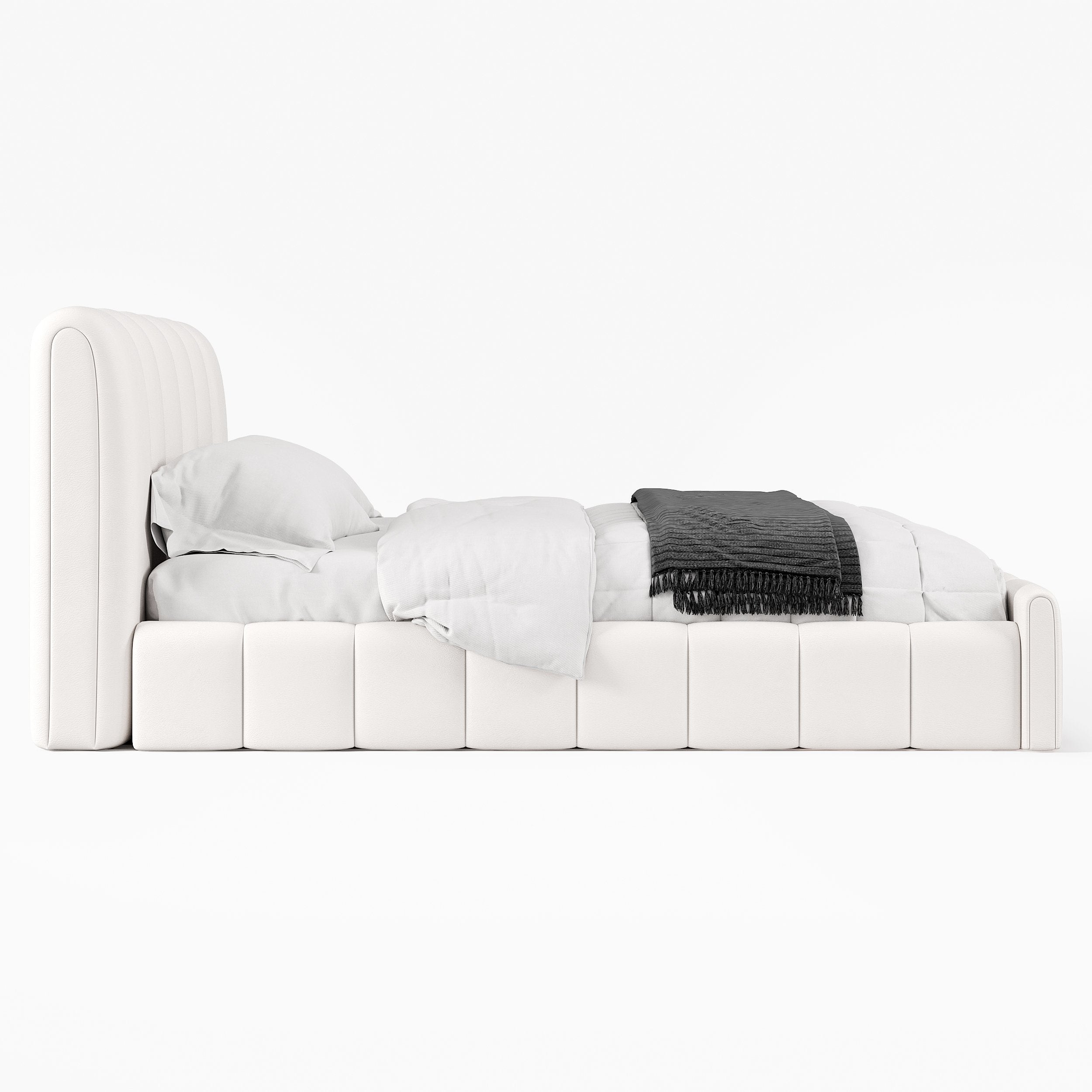 HMR - Humply White Leather Wingback King Bed Frame