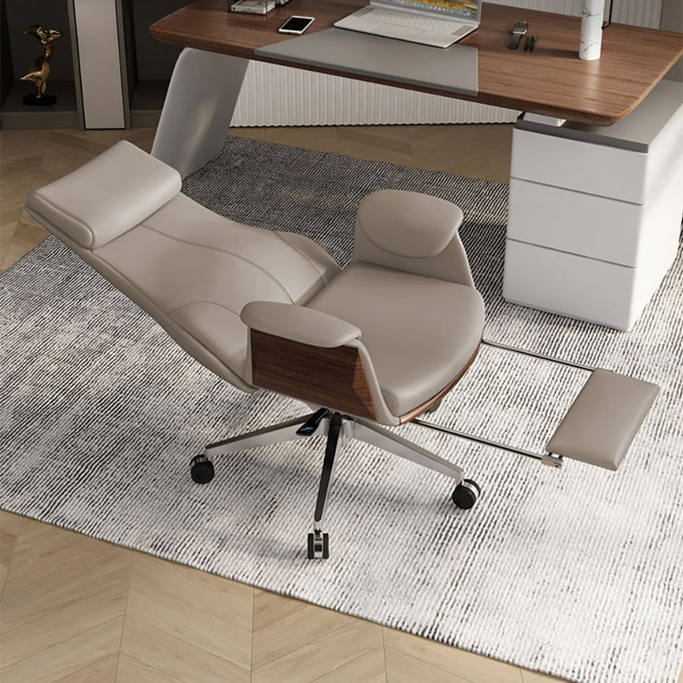 HMR - Reclining Leather Office Desk Chair High Back Adjustable Swivel Executive Chair