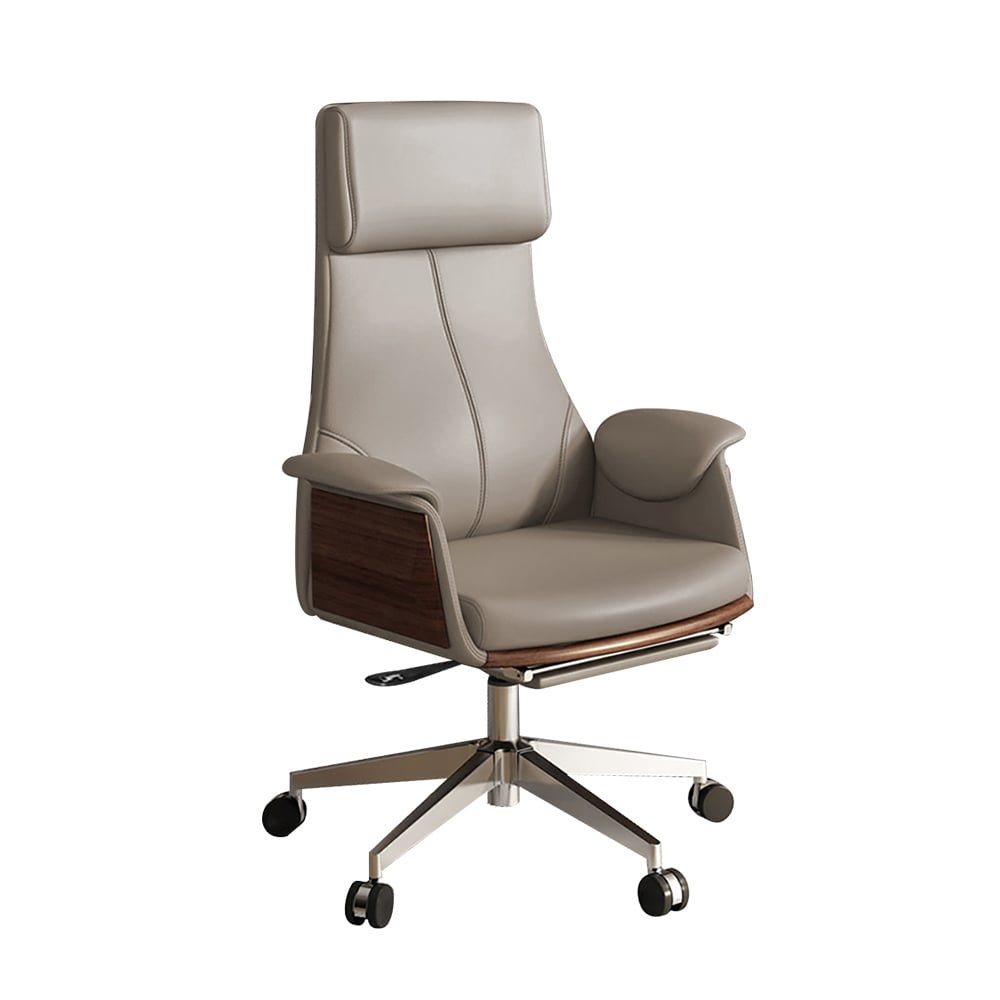 HMR - Reclining Leather Office Desk Chair High Back Adjustable Swivel Executive Chair