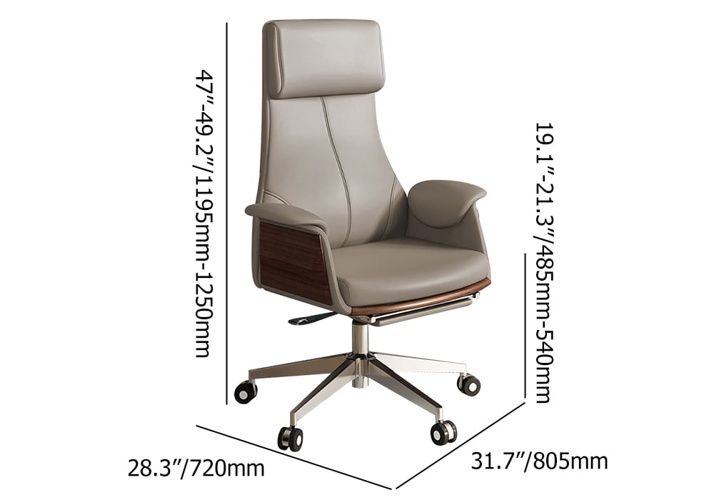 HMR - Reclining Leather Office Desk Chair High Back Adjustable Swivel Executive Chair
