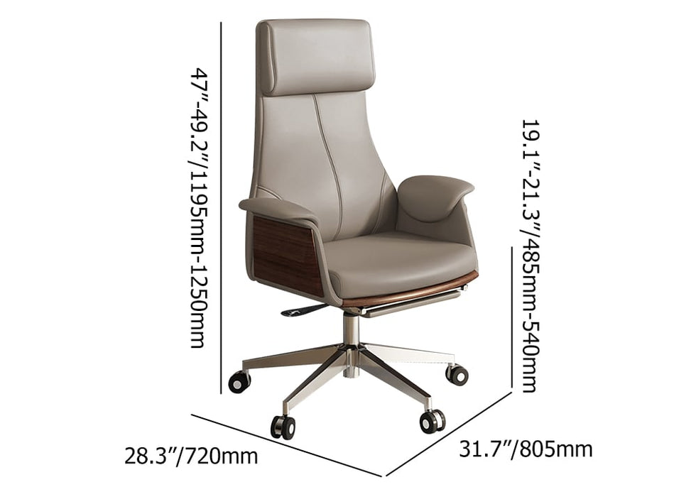 HMR - Reclining Leather Office Desk Chair High Back Adjustable Swivel Executive Chair