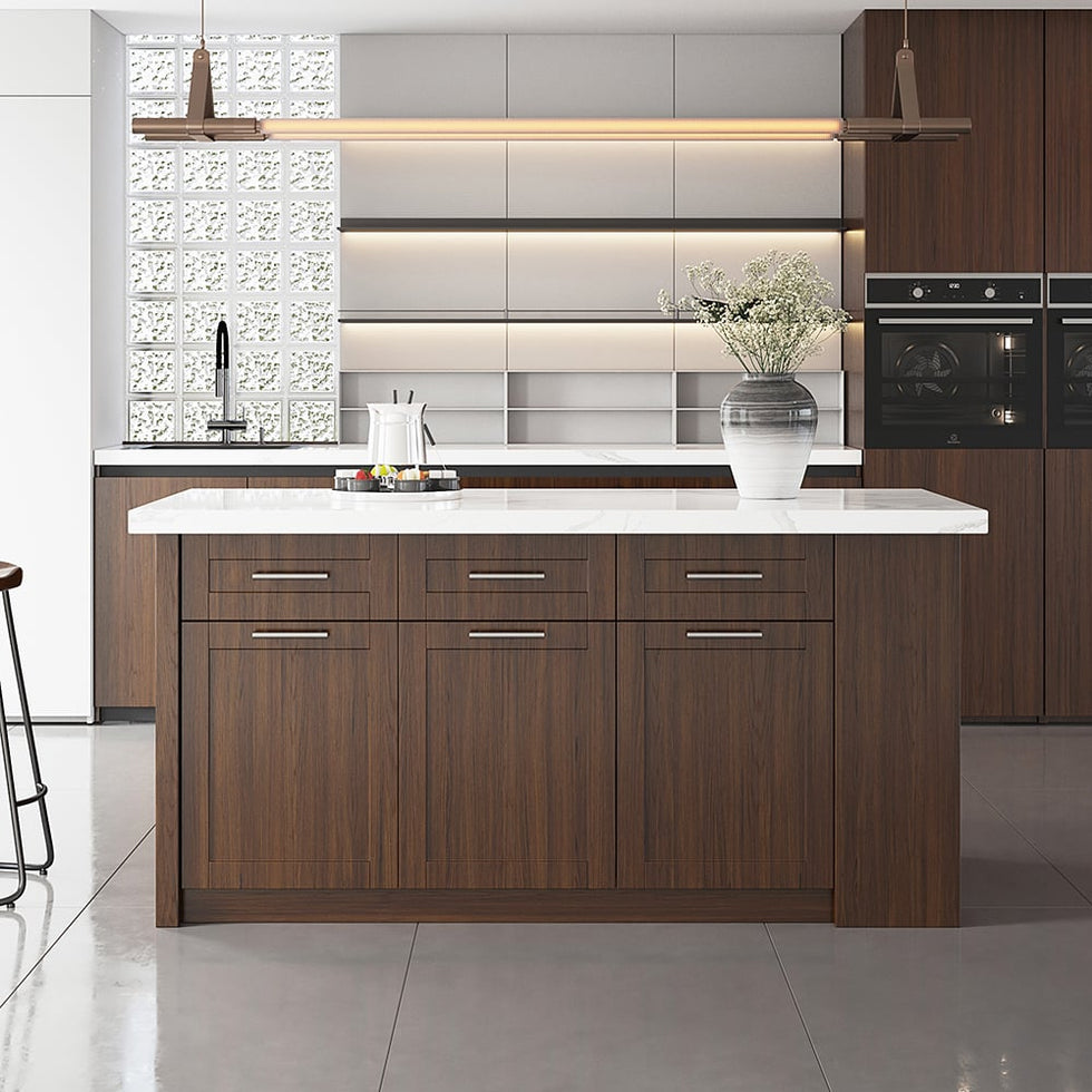 HMR - 72" Modern Style Laminate Kitchen Islands with Multi-Storage