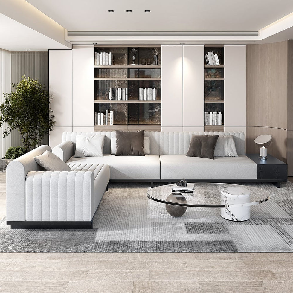 HMR - 157" Modern Corner L-Shaped Sectional Sofa with Side Open Storage