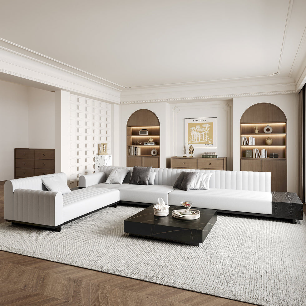 HMR - 157" Modern Corner L-Shaped Sectional Sofa with Side Open Storage