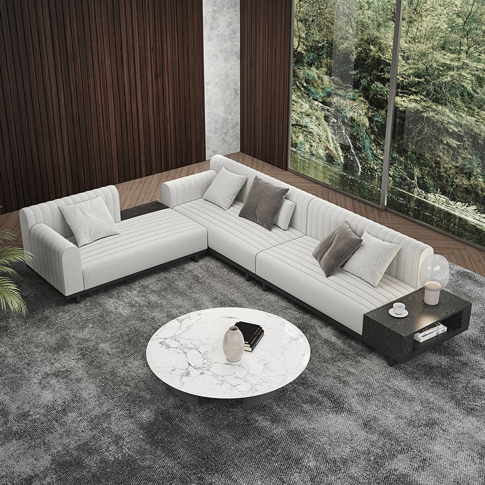 HMR - 157" Modern Corner L-Shaped Sectional Sofa with Side Open Storage