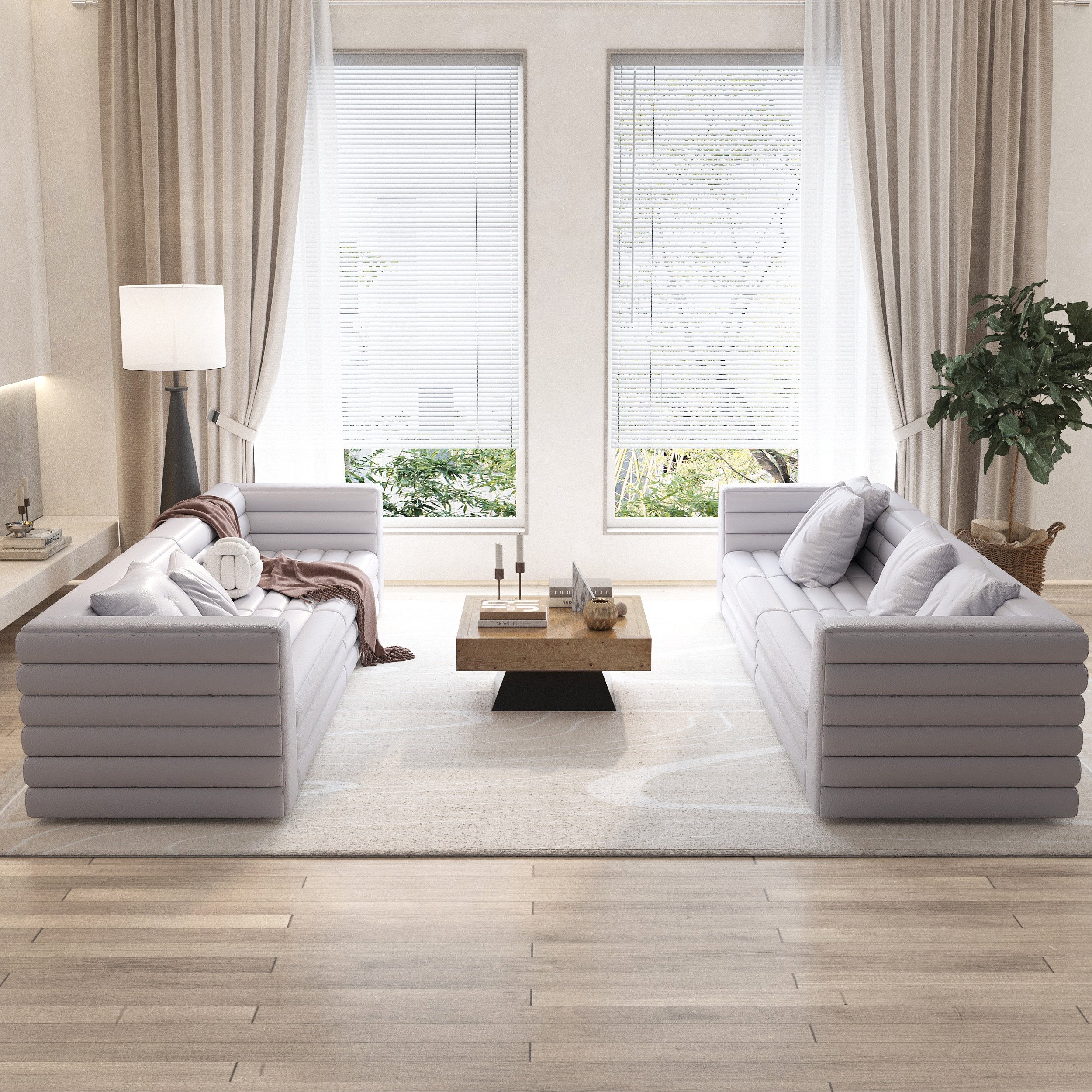 HMR - 126" U-Shaped Modern Modular Sectional Sofa for 8 Seaters