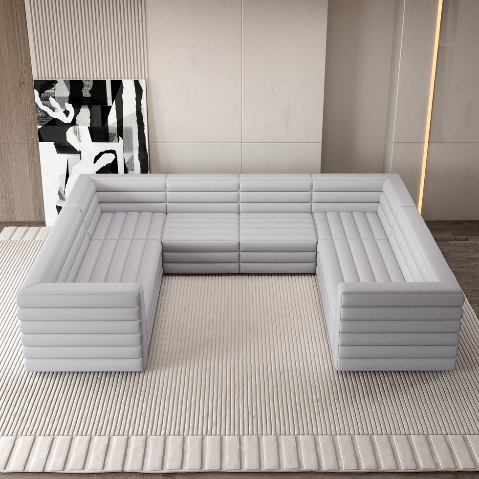 HMR - 126" U-Shaped Modern Modular Sectional Sofa for 8 Seaters