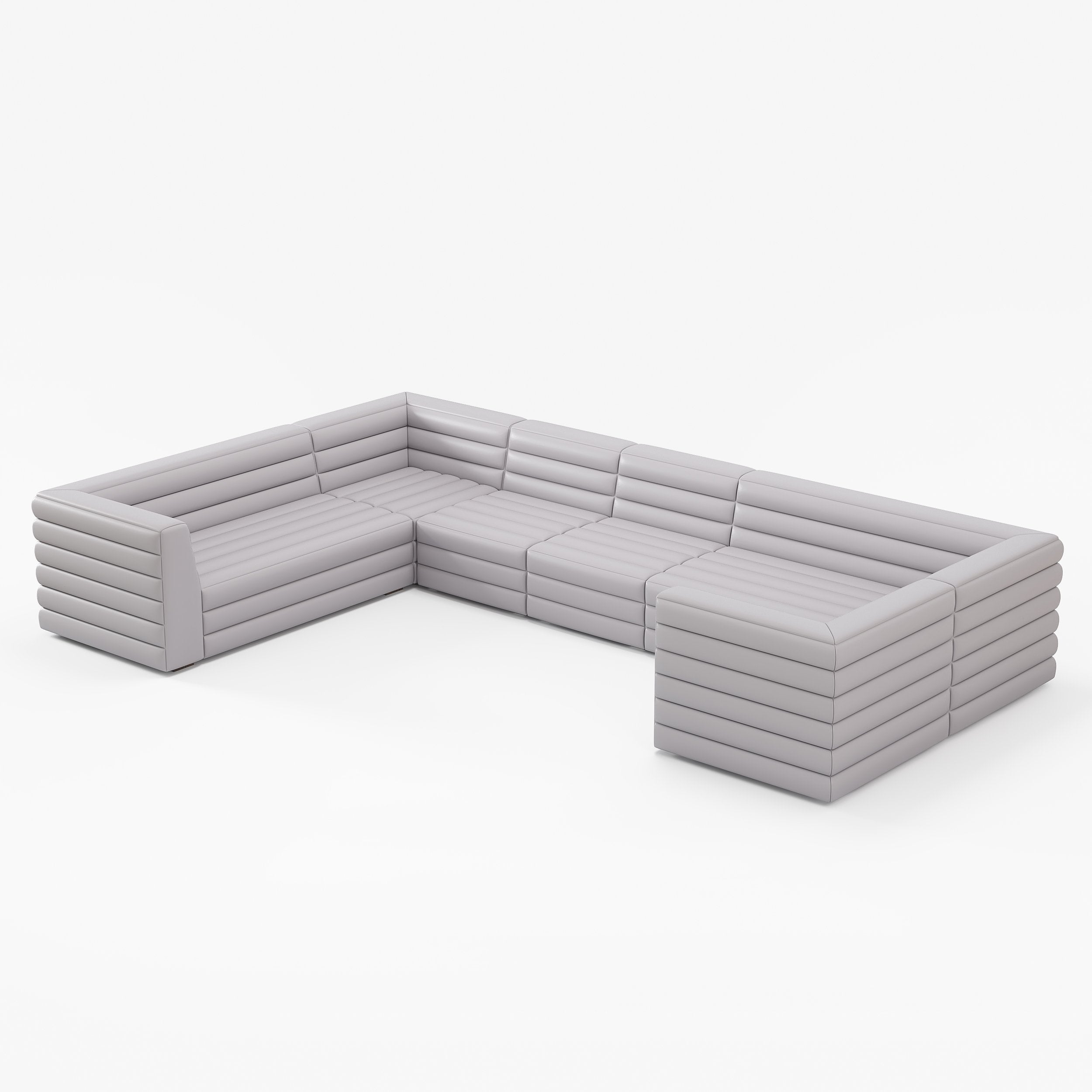 HMR - 126" U-Shaped Modern Modular Sectional Sofa for 8 Seaters