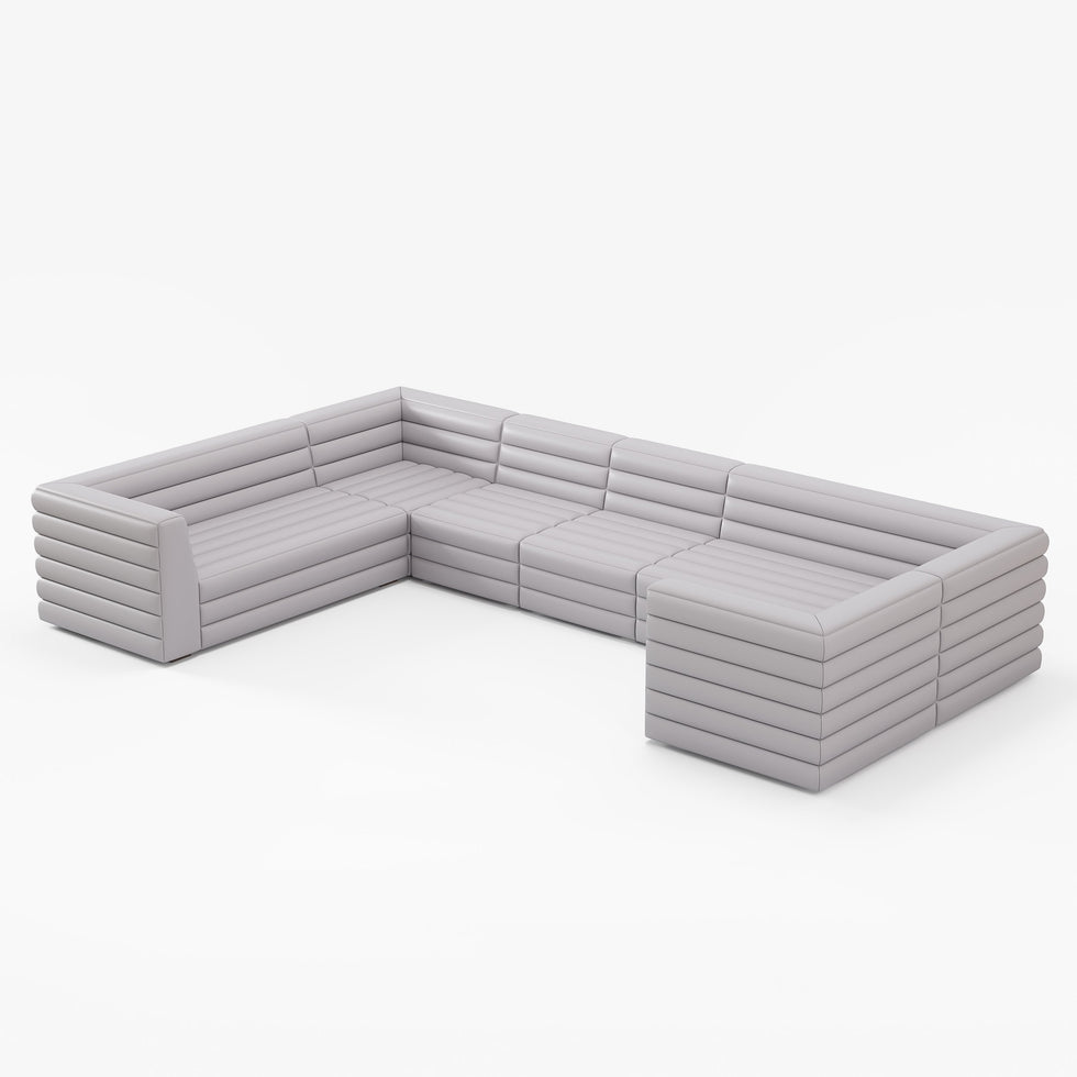 HMR - 126" U-Shaped Modern Modular Sectional Sofa for 8 Seaters
