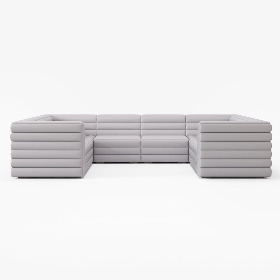 HMR - 126" U-Shaped Modern Modular Sectional Sofa for 8 Seaters