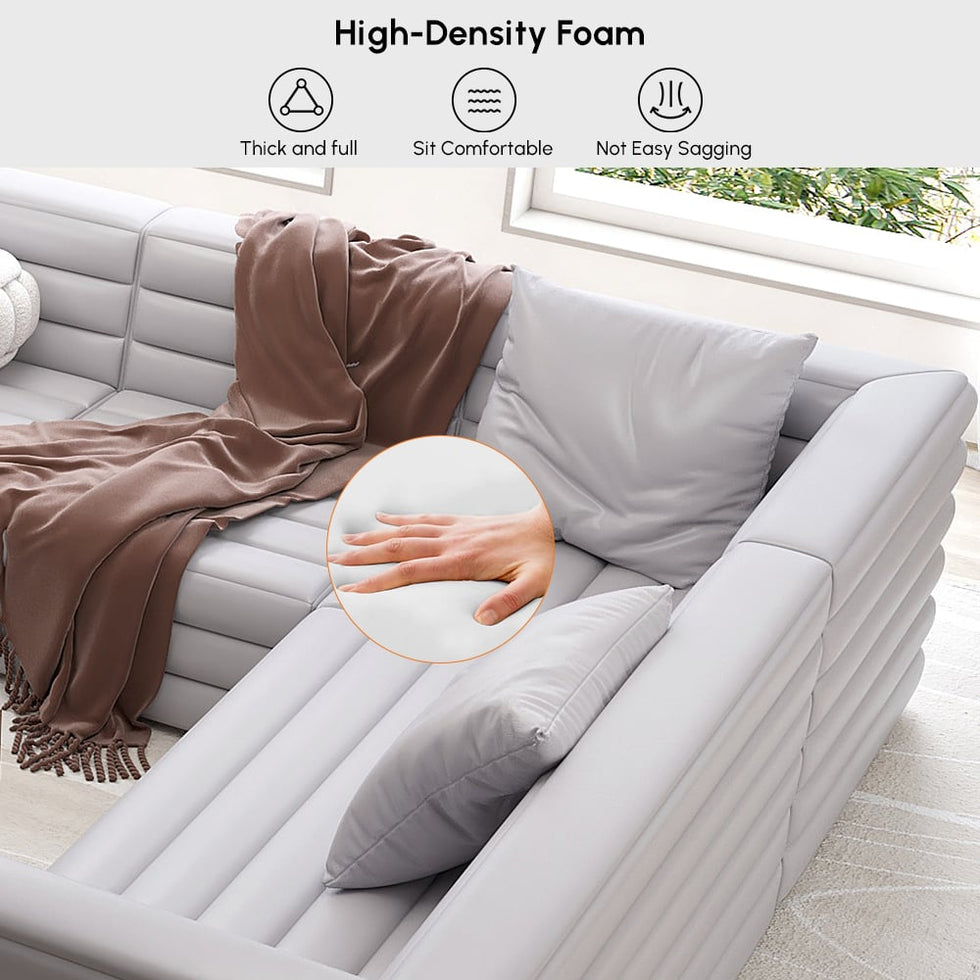 HMR - 126" U-Shaped Modern Modular Sectional Sofa for 8 Seaters