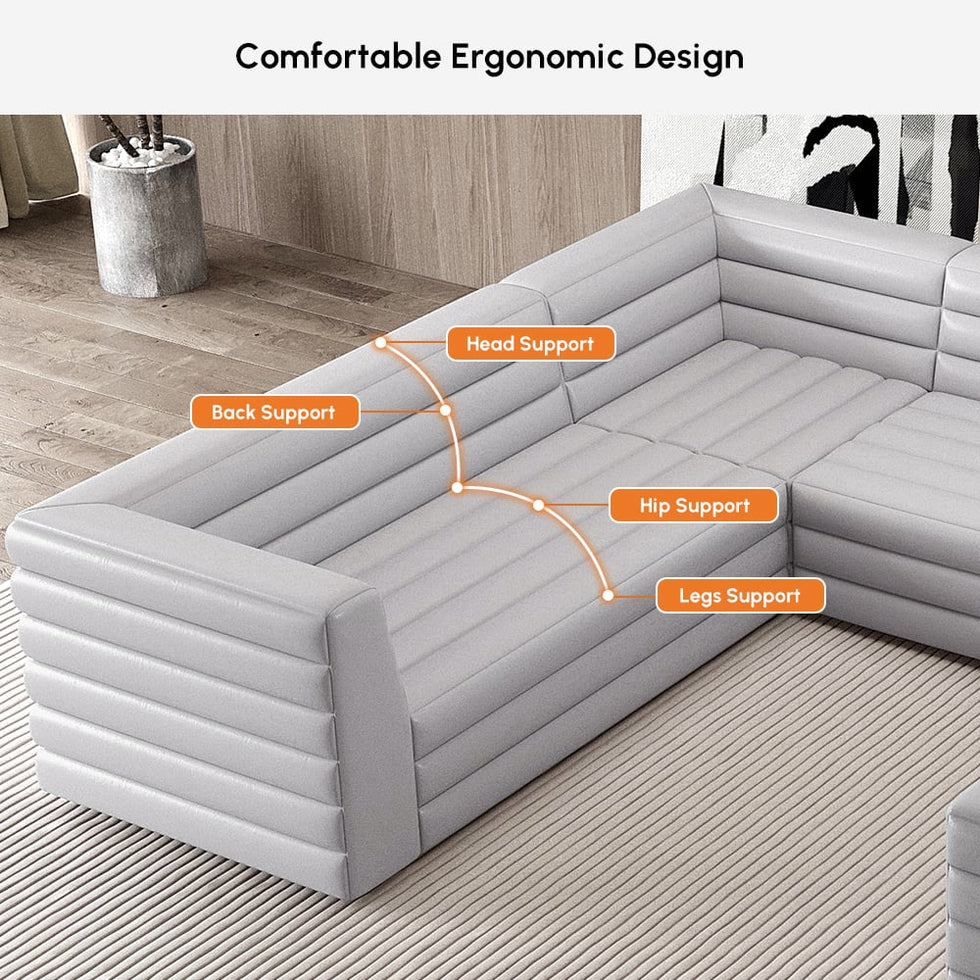 HMR - 126" U-Shaped Modern Modular Sectional Sofa for 8 Seaters