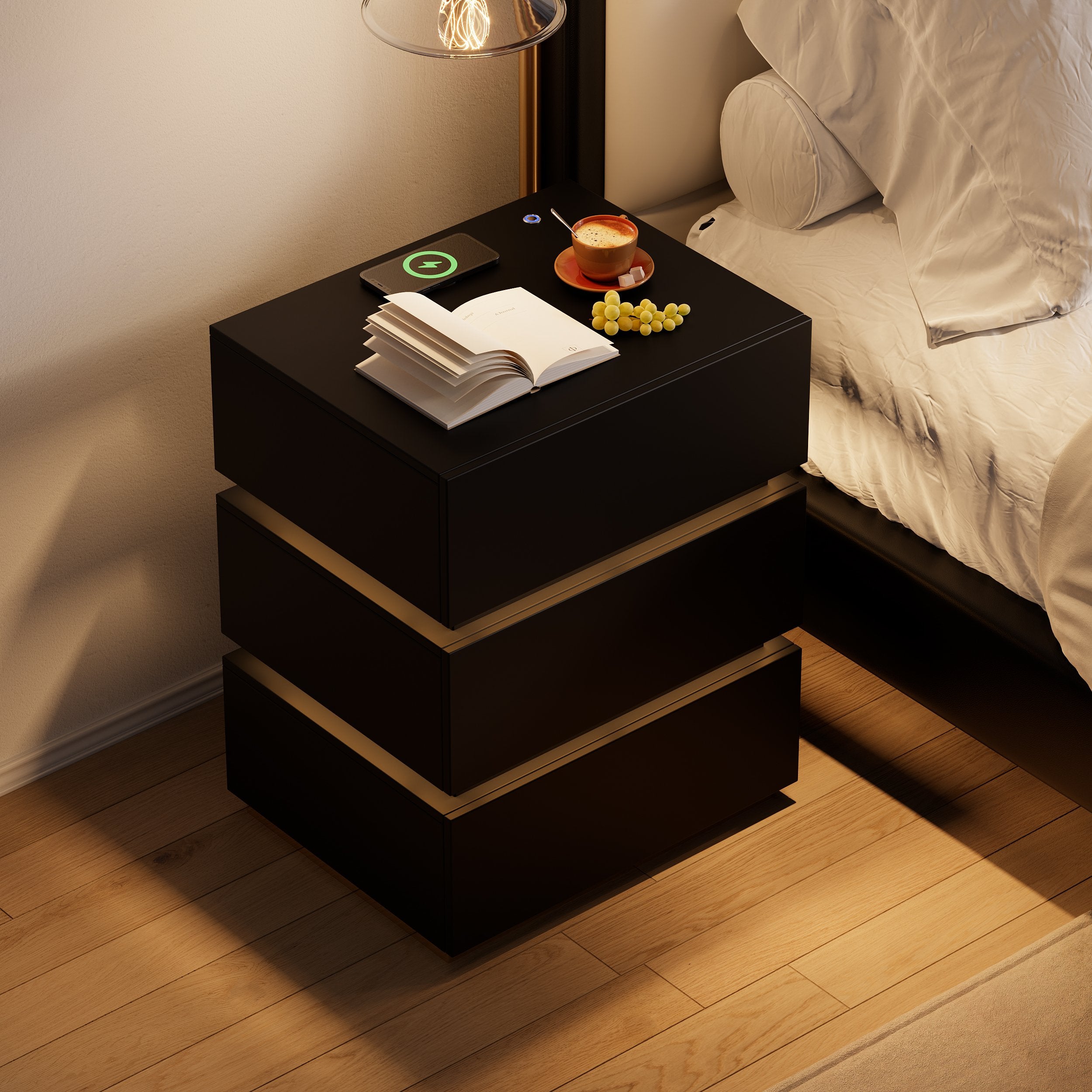 HMR - Nightstand with Light & Charging Station
