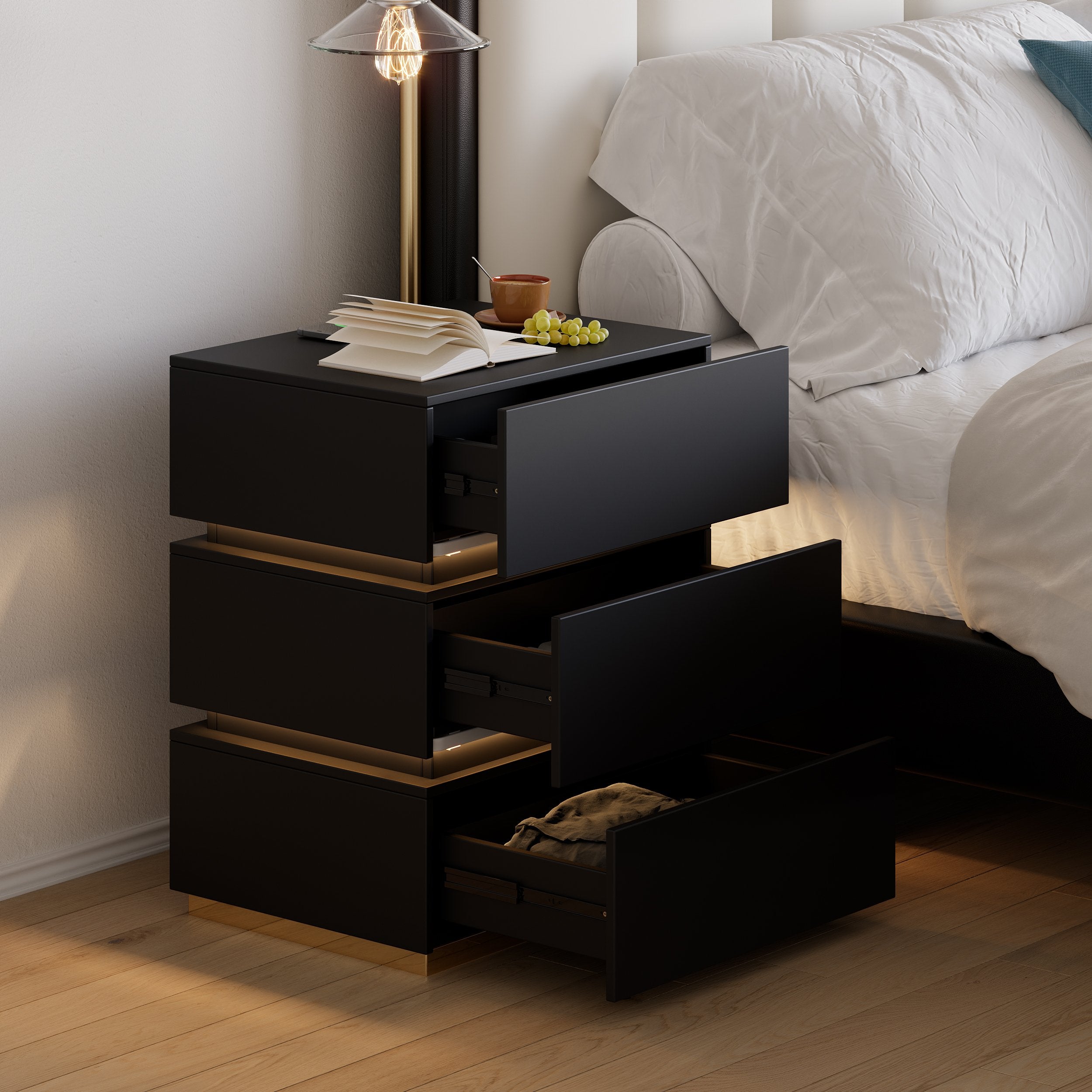 HMR - Nightstand with Light & Charging Station