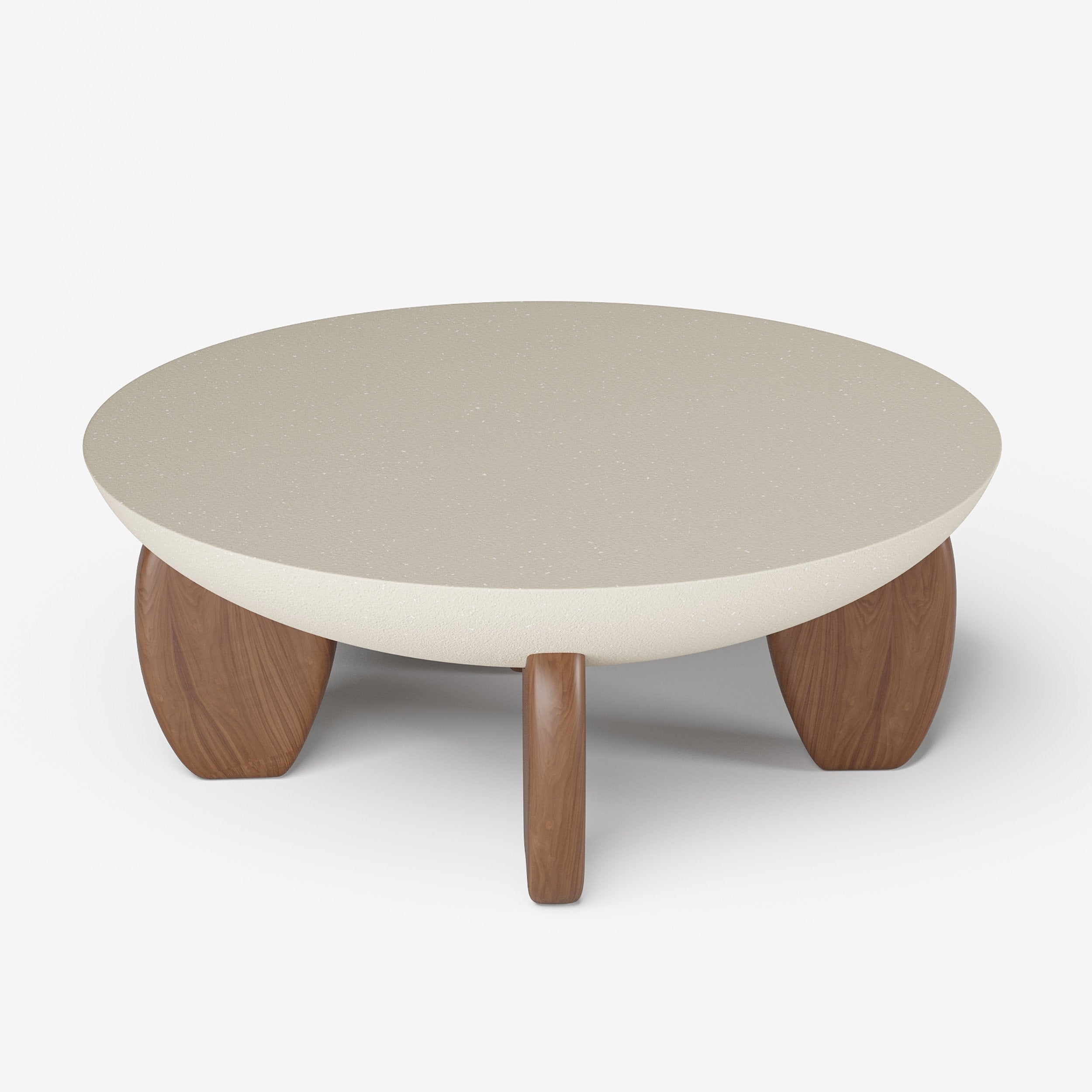 HMR - Curva Round Concrete Coffee Table with Wood Legs