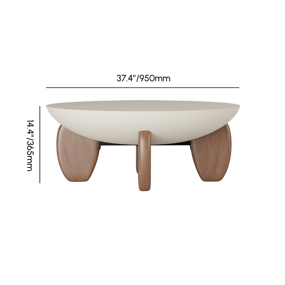 HMR - Curva Round Concrete Coffee Table with Wood Legs