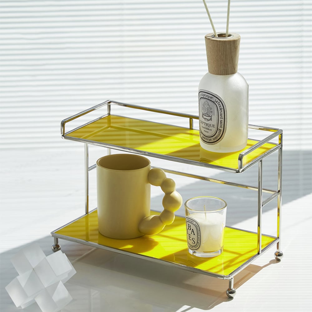 HMR - Modern 2-Tier Acrylic Storage Shelf Storage Rack with Open Storage