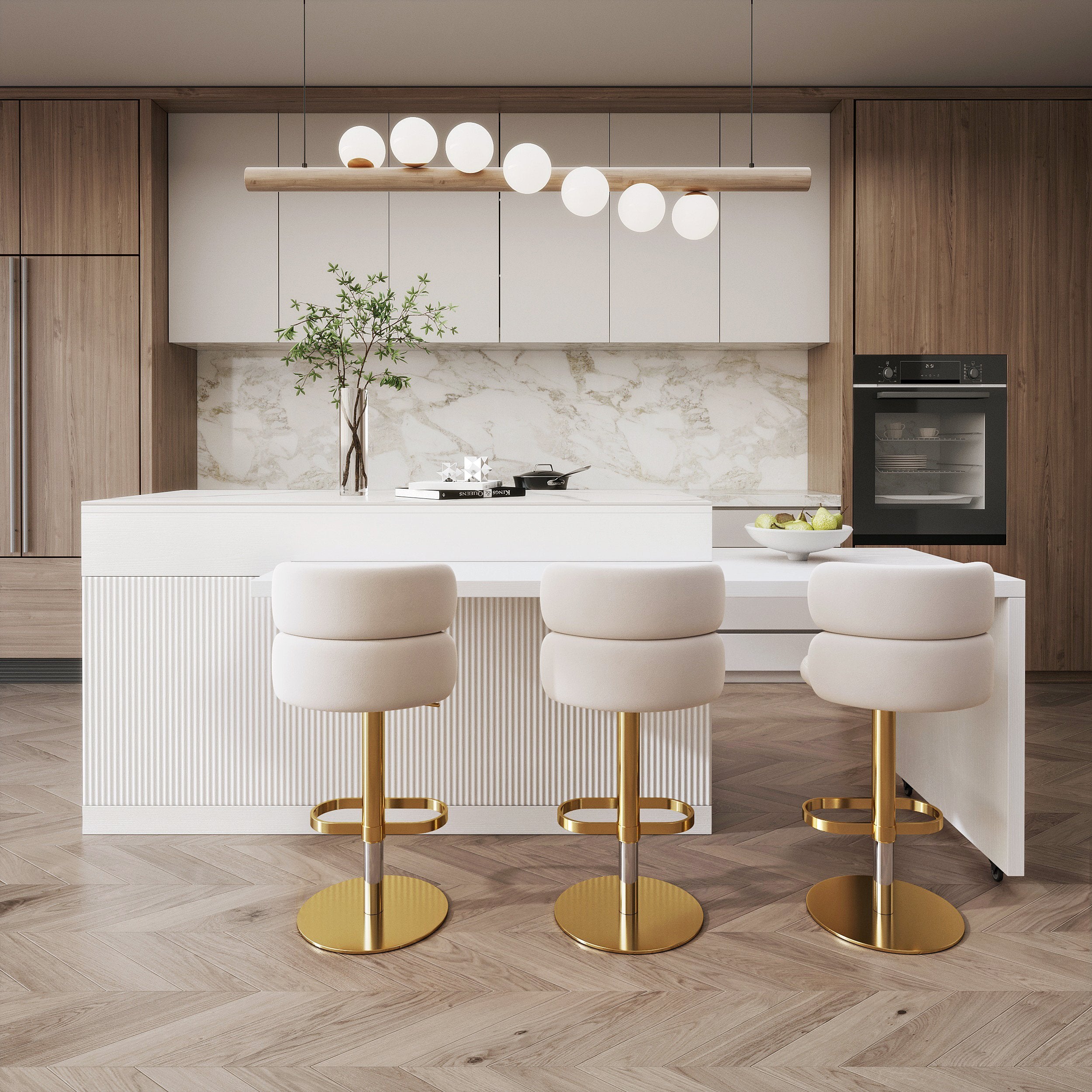HMR - 81''-106" Extendable Kitchen lsland with Doors&Drawers