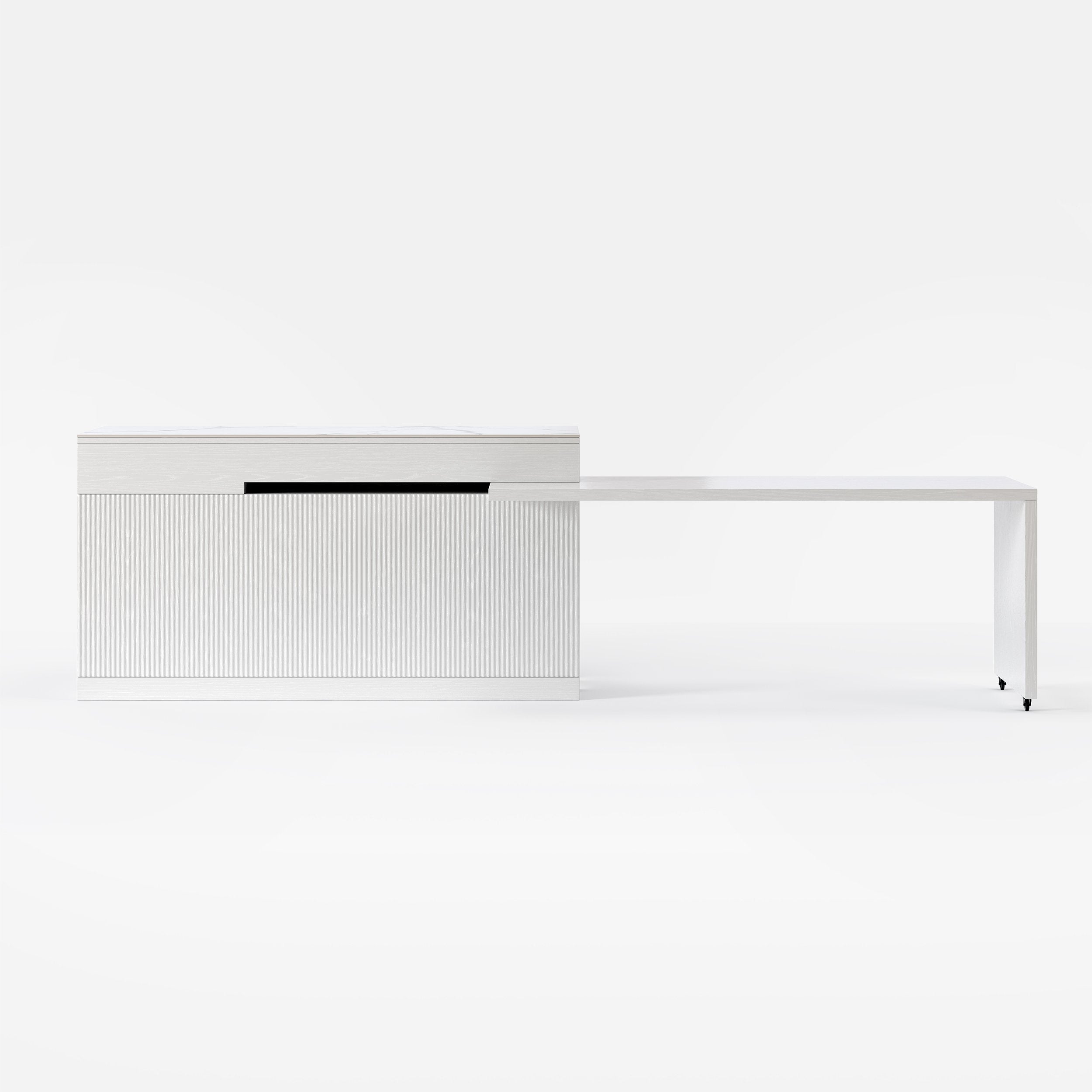 HMR - 81''-106" Extendable Kitchen lsland with Doors&Drawers