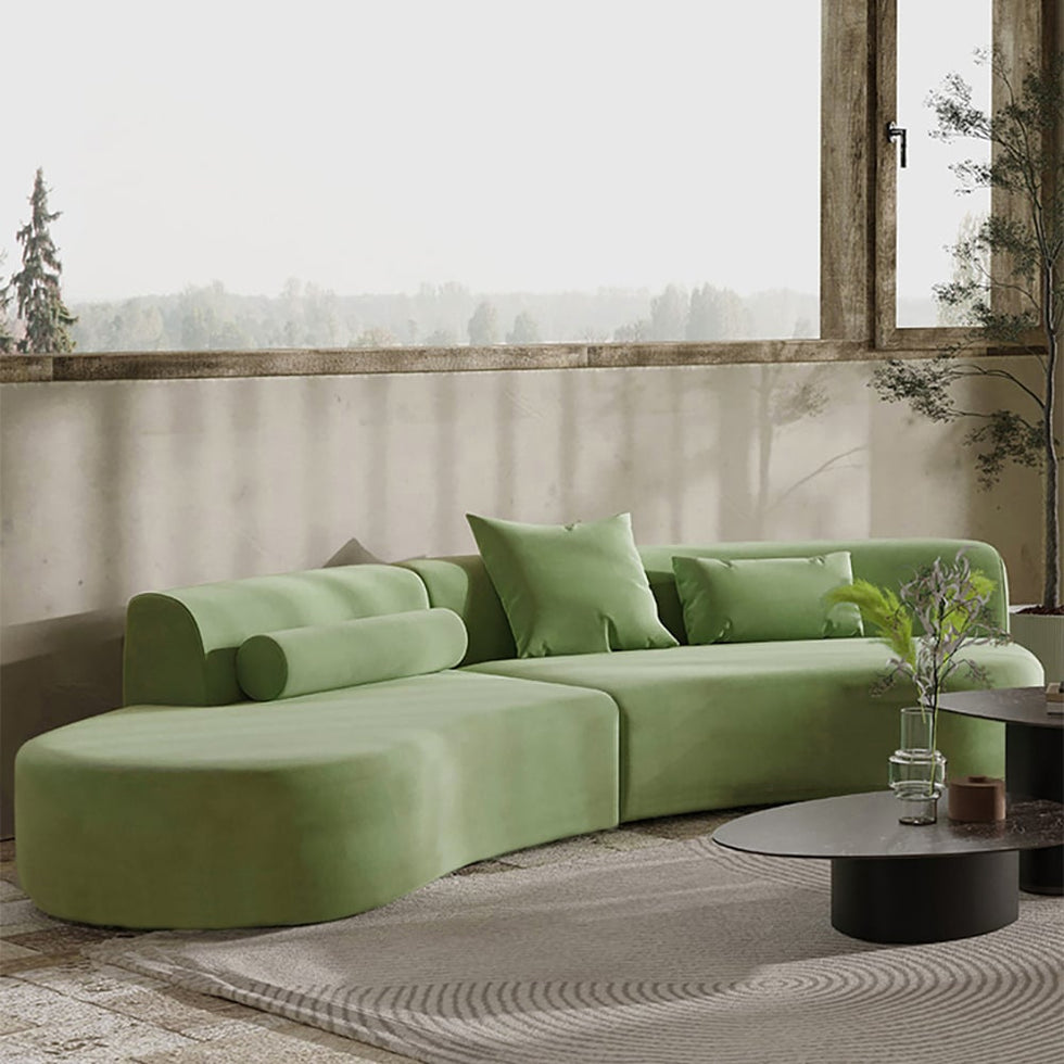 HMR - 109" 2-Piece Curved Sectional Sofa with Pillows