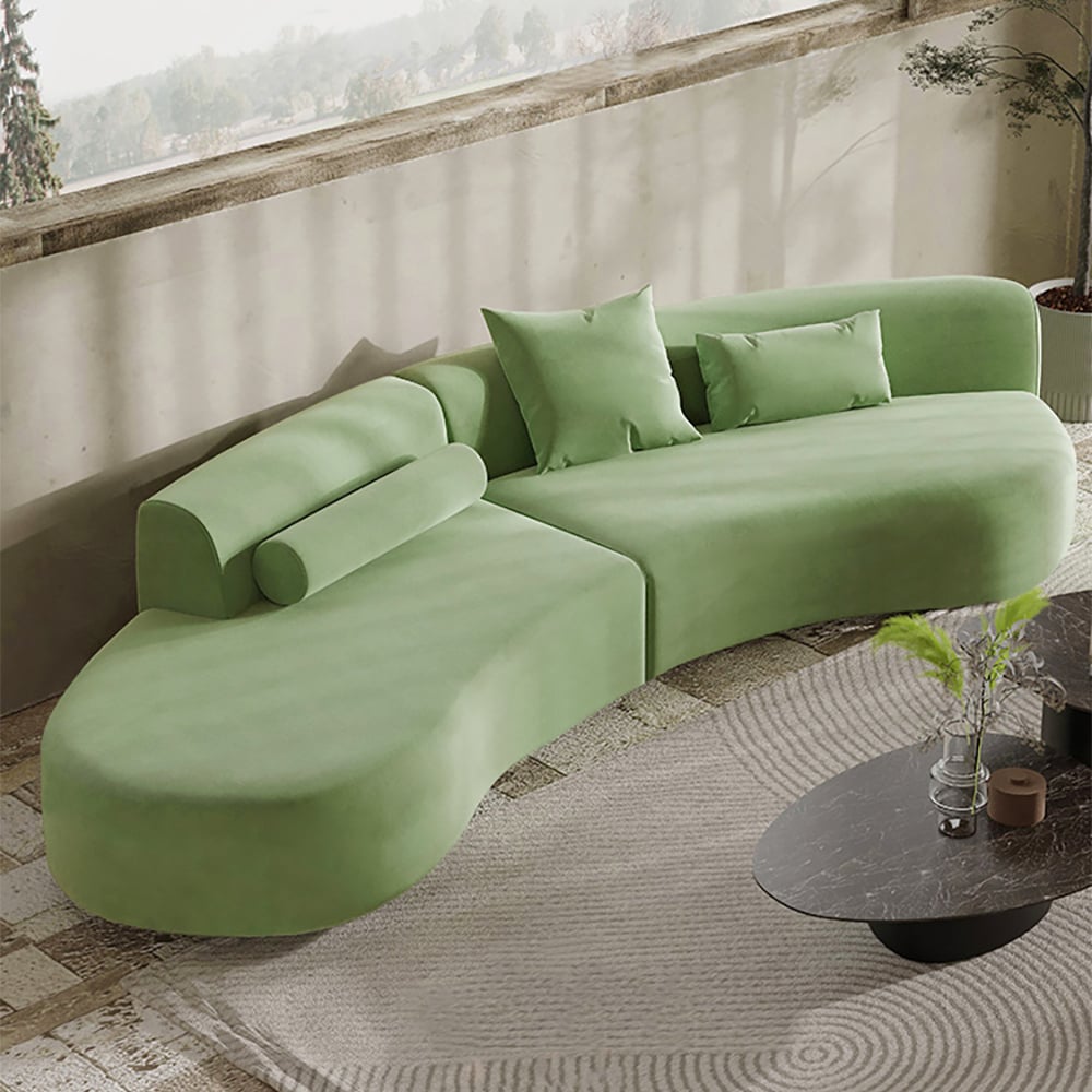 HMR - 109" 2-Piece Curved Sectional Sofa with Pillows