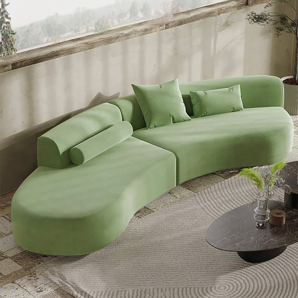 HMR - 109" 2-Piece Curved Sectional Sofa with Pillows