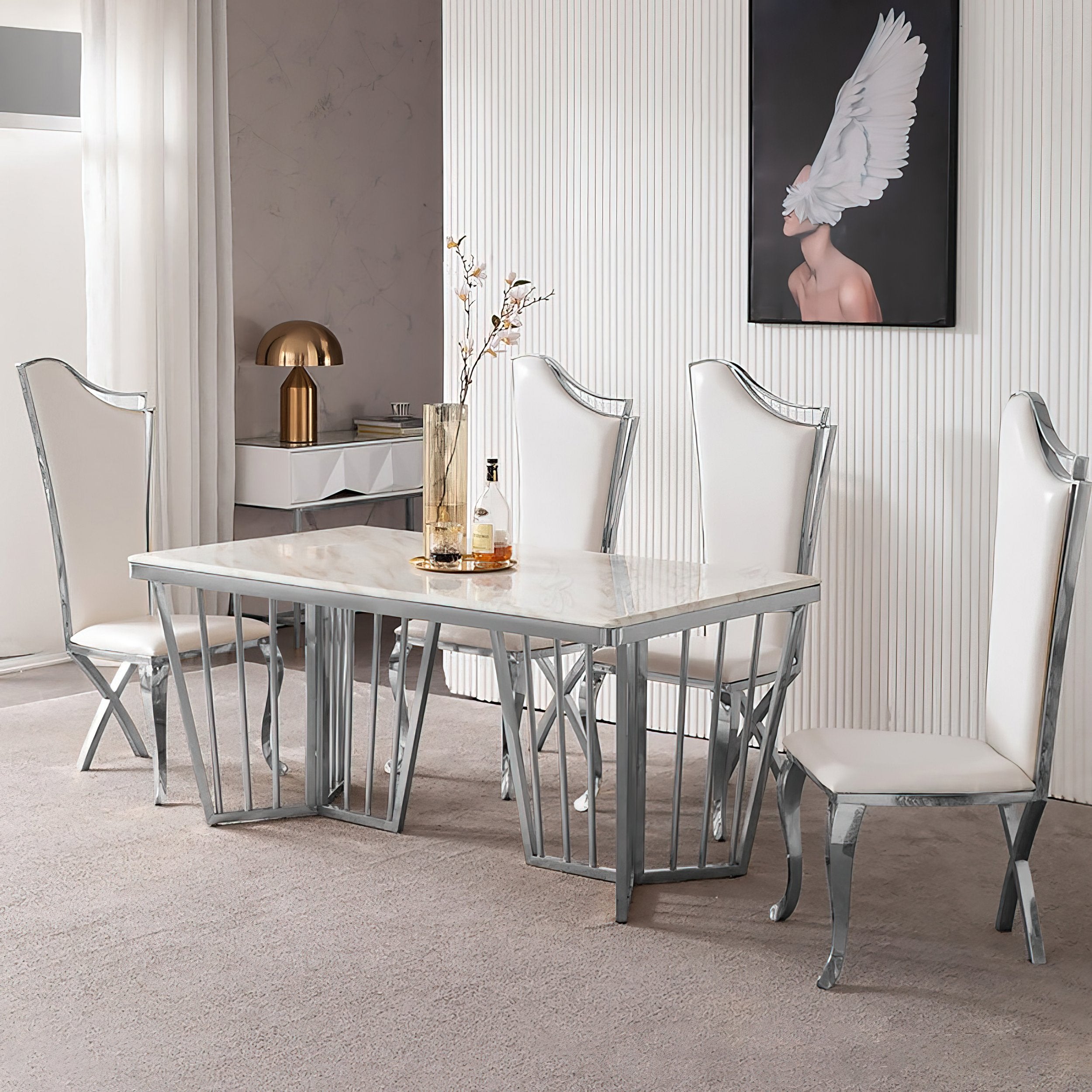HMR - Affordable Luxury Modern Dining Chairs with PU Leather Upholstery Set of 2