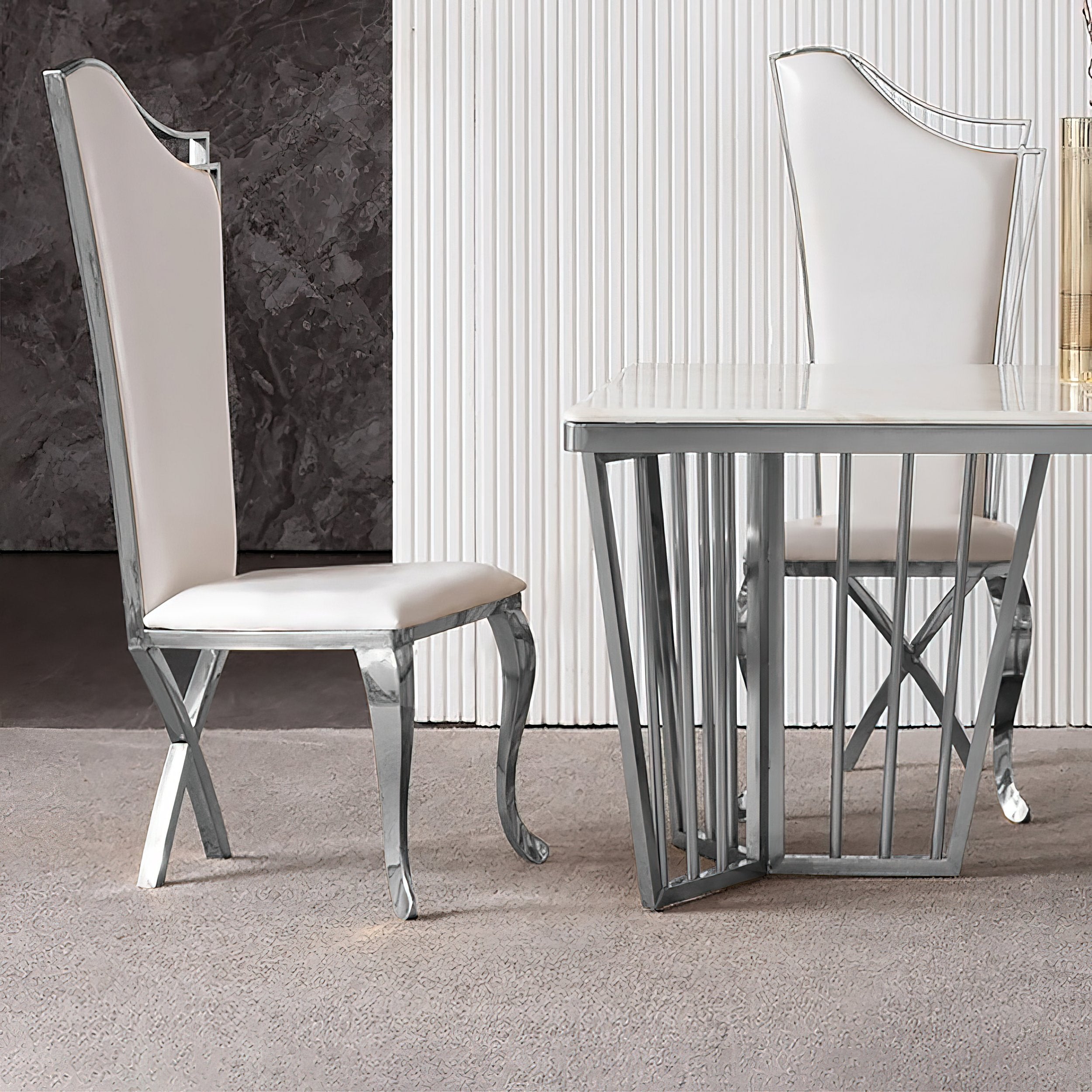 HMR - Affordable Luxury Modern Dining Chairs with PU Leather Upholstery Set of 2