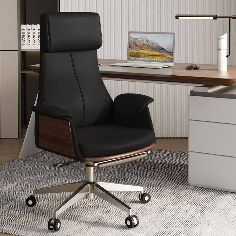 HMR - Modern Rectangular Writing Desk & Office Desk Chair Set High Back
