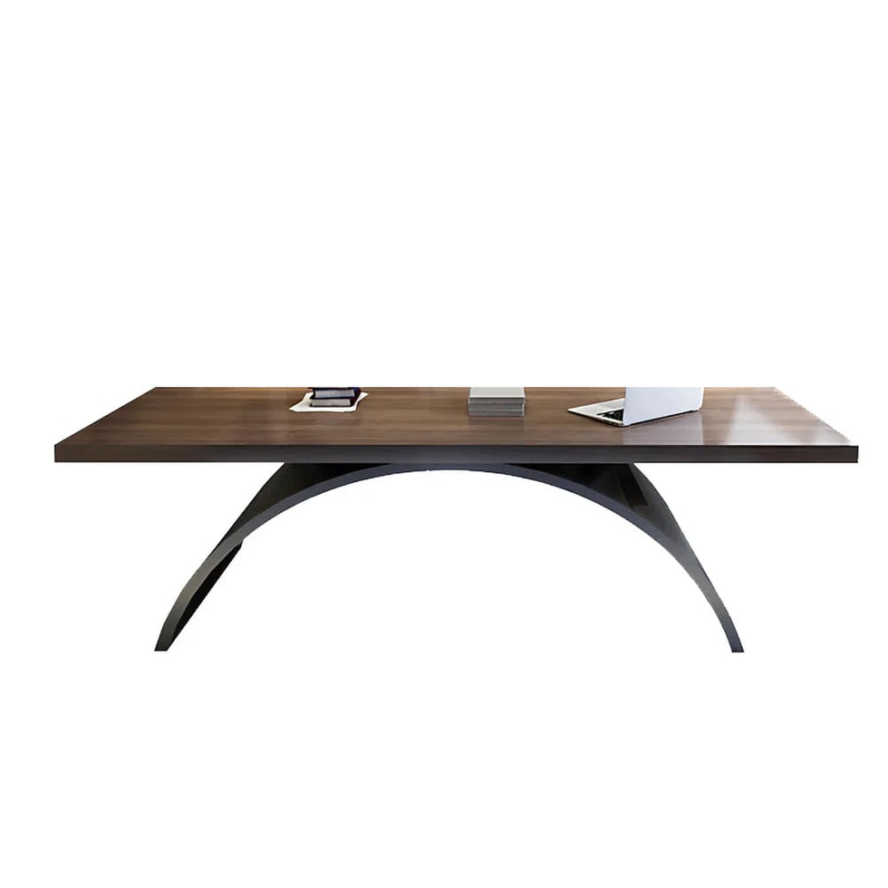 HMR - Modern Rectangular Writing Desk & Office Desk Chair Set High Back