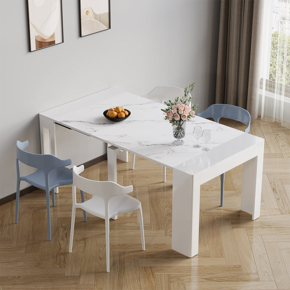 HMR - 16"-73" Modern Style Rectangle Folding Wold Dining Table Seats 2-8 People