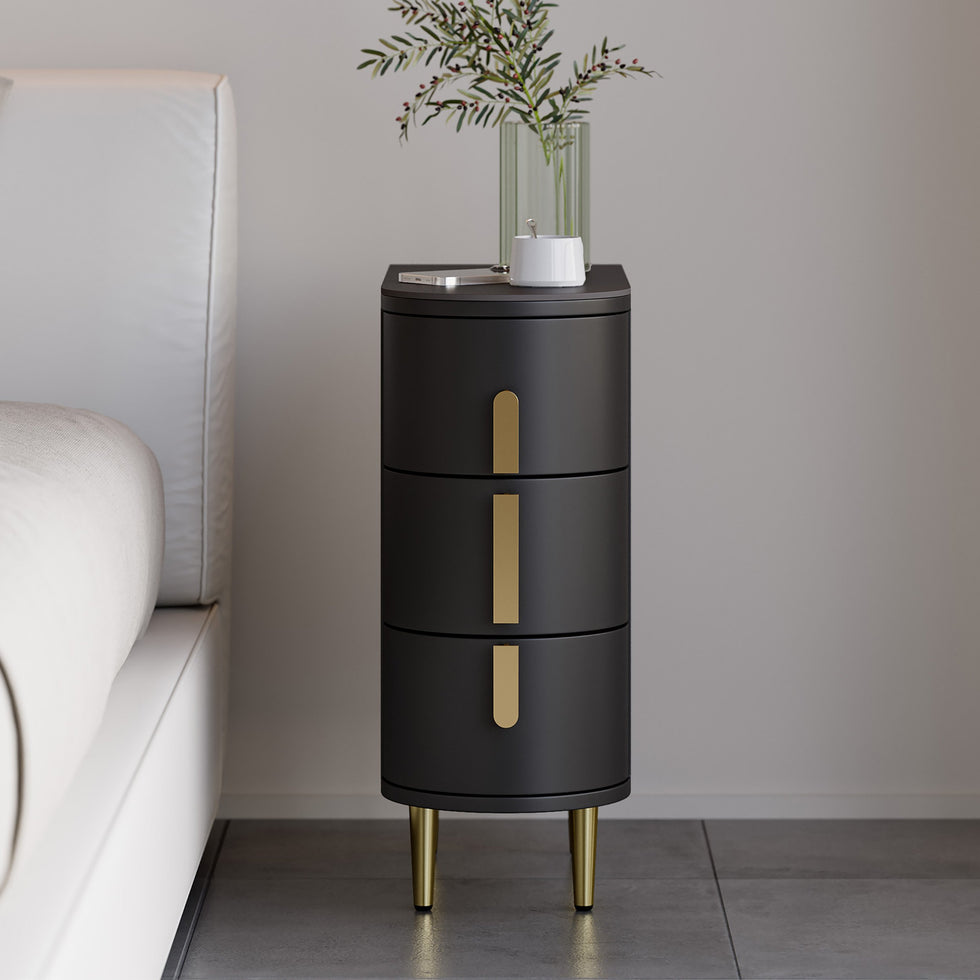 HMR - Narrow Sintered Stone Top 3-Drawer Nightstand