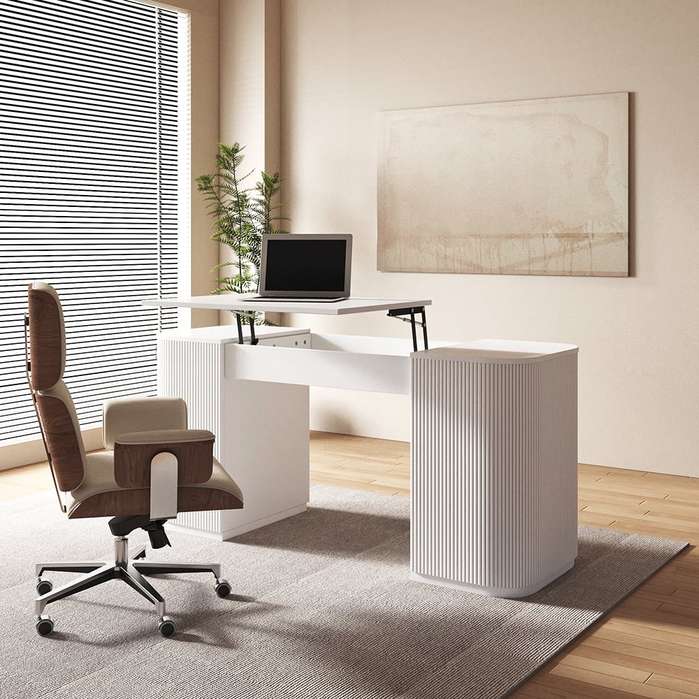 HMR - Modern Standing Writing Desk with 2 Doors & Ample Storage Office Desk