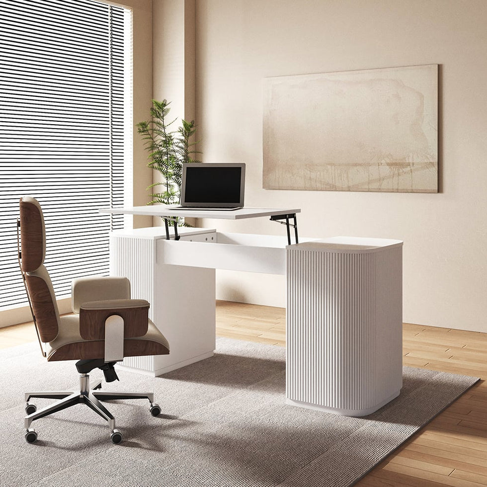 HMR - Modern Standing Writing Desk with 2 Doors & Ample Storage Office Desk