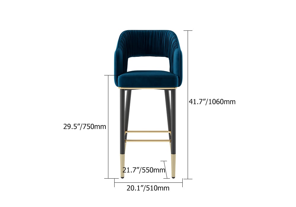 HMR - Modern 43" Bar Stools with Velvet Upholstery