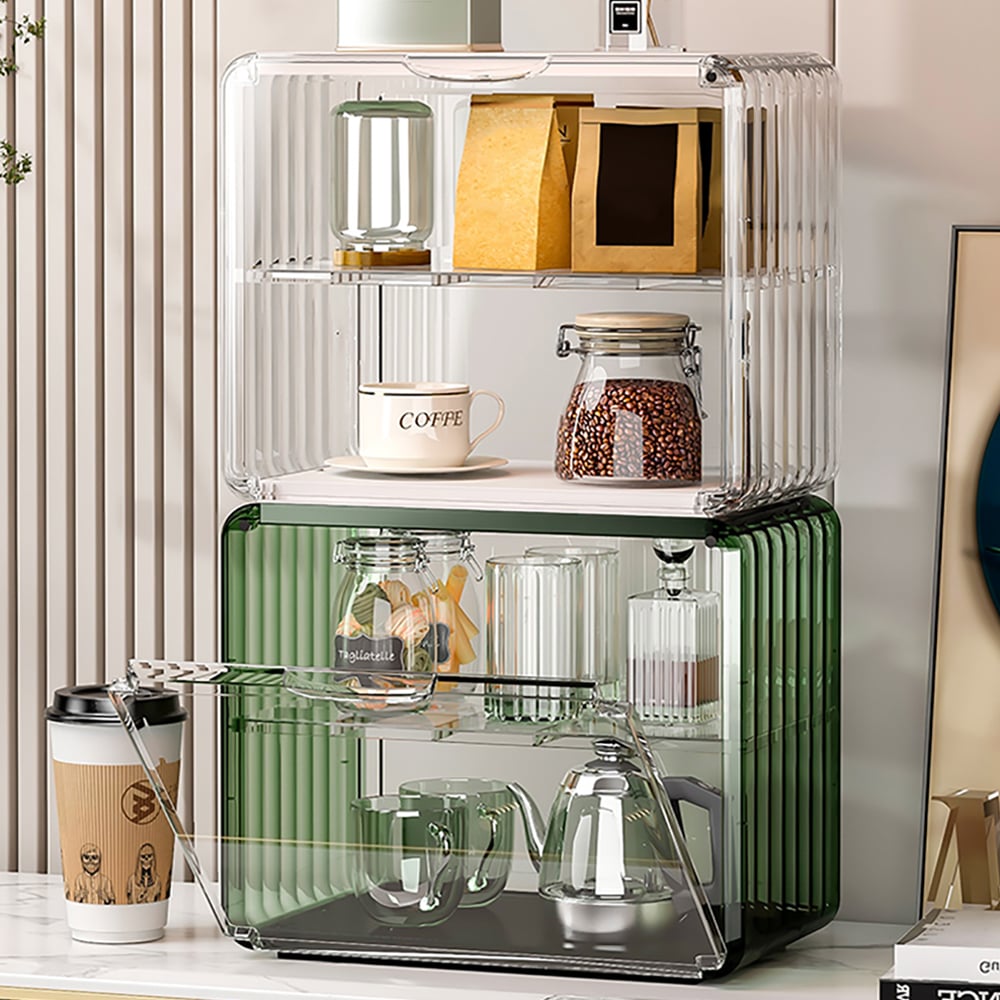 HMR - Modern 2-Tier Transparent Desk Organizer Storage Rack Acrylic Adjustable Shelf