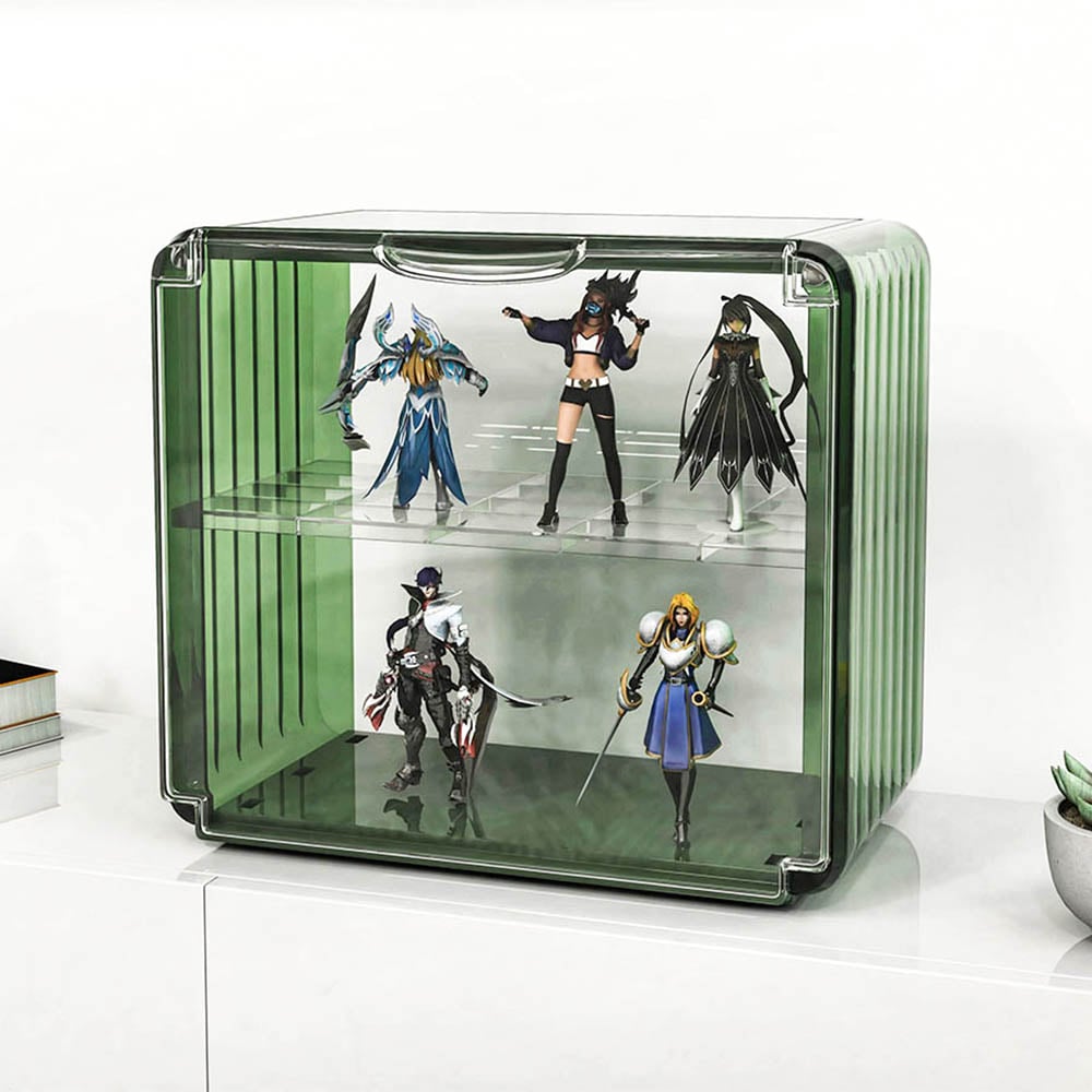 HMR - Modern 2-Tier Transparent Desk Organizer Storage Rack Acrylic Adjustable Shelf