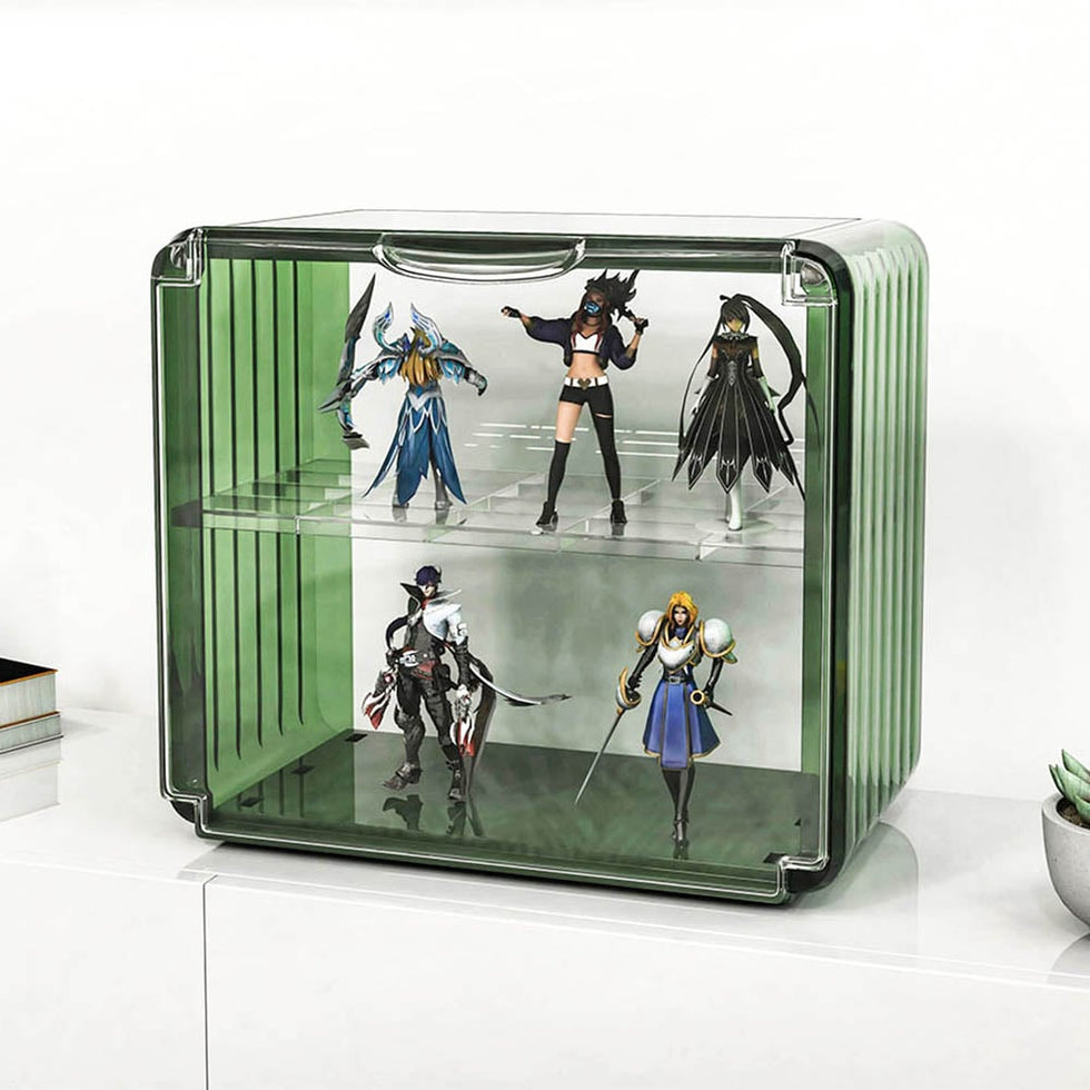 HMR - Modern 2-Tier Transparent Desk Organizer Storage Rack Acrylic Adjustable Shelf