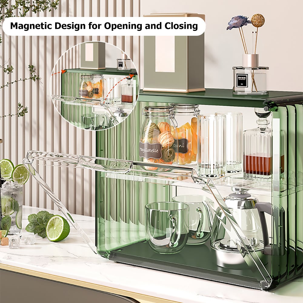 HMR - Modern 2-Tier Transparent Desk Organizer Storage Rack Acrylic Adjustable Shelf