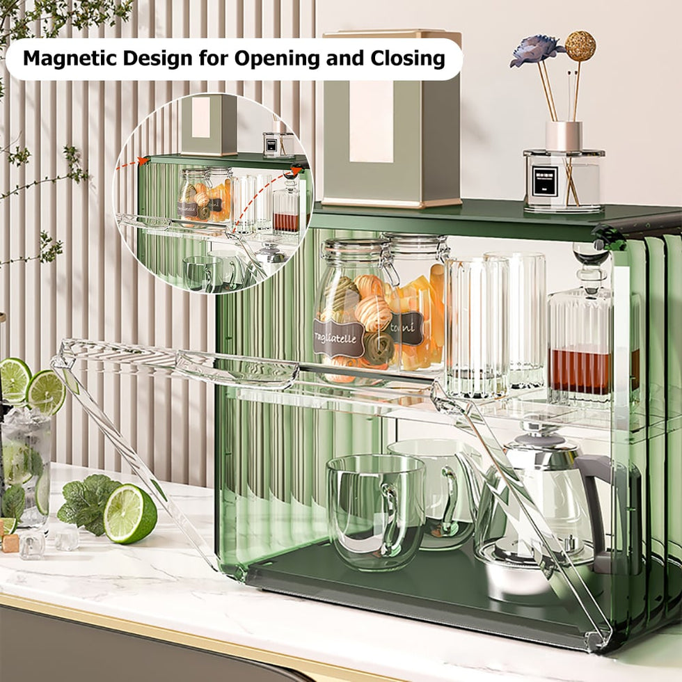 HMR - Modern 2-Tier Transparent Desk Organizer Storage Rack Acrylic Adjustable Shelf