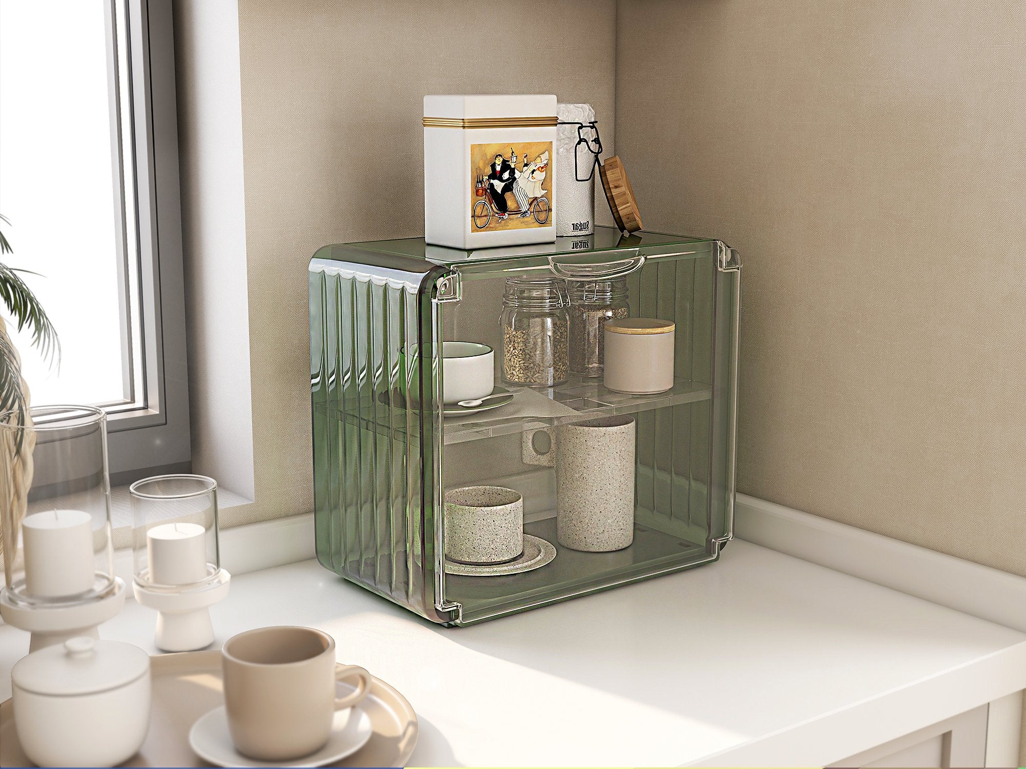 HMR - Modern 2-Tier Transparent Desk Organizer Storage Rack Acrylic Adjustable Shelf