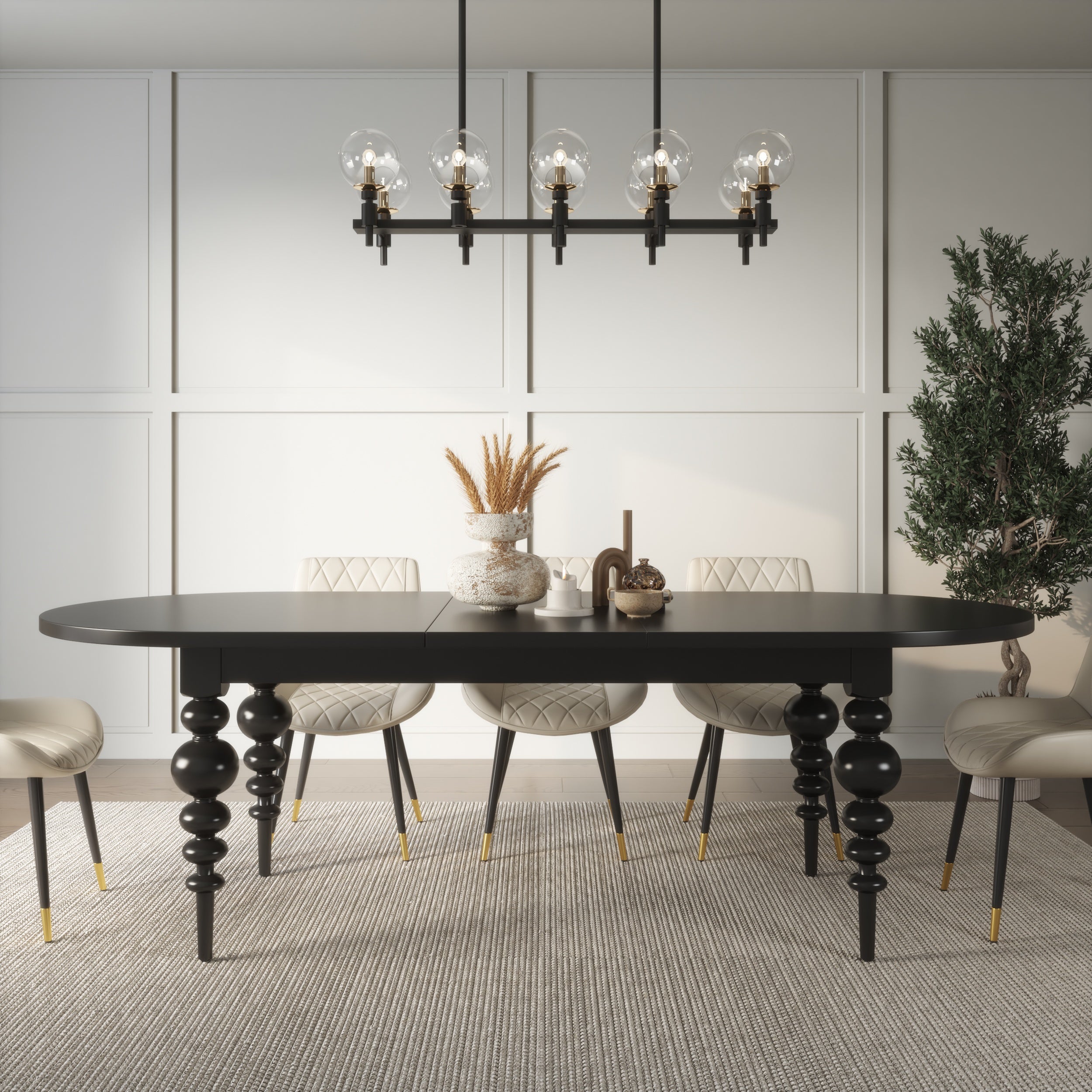 HMR - Mid-Century Oval Extendable Dining Table