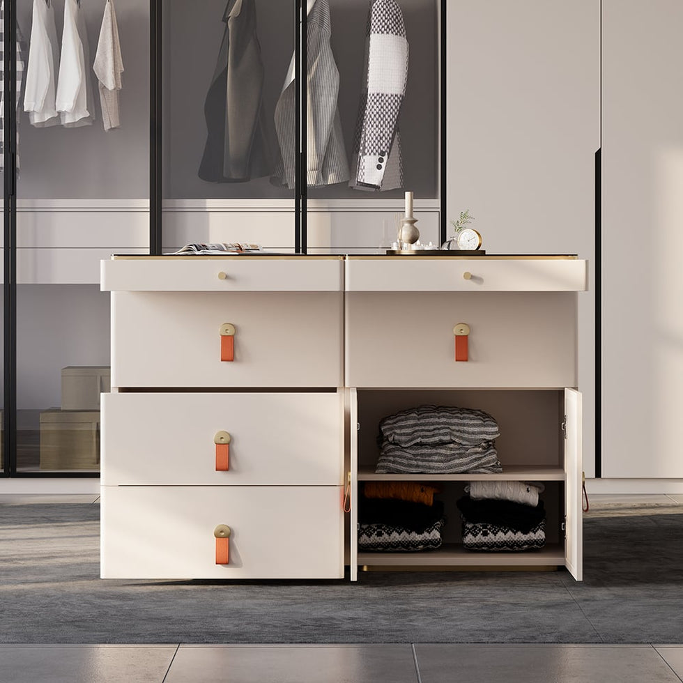HMR - Chanor Modern Champagne Walk in Closet Island Dresser & Chest Jewelry Storage