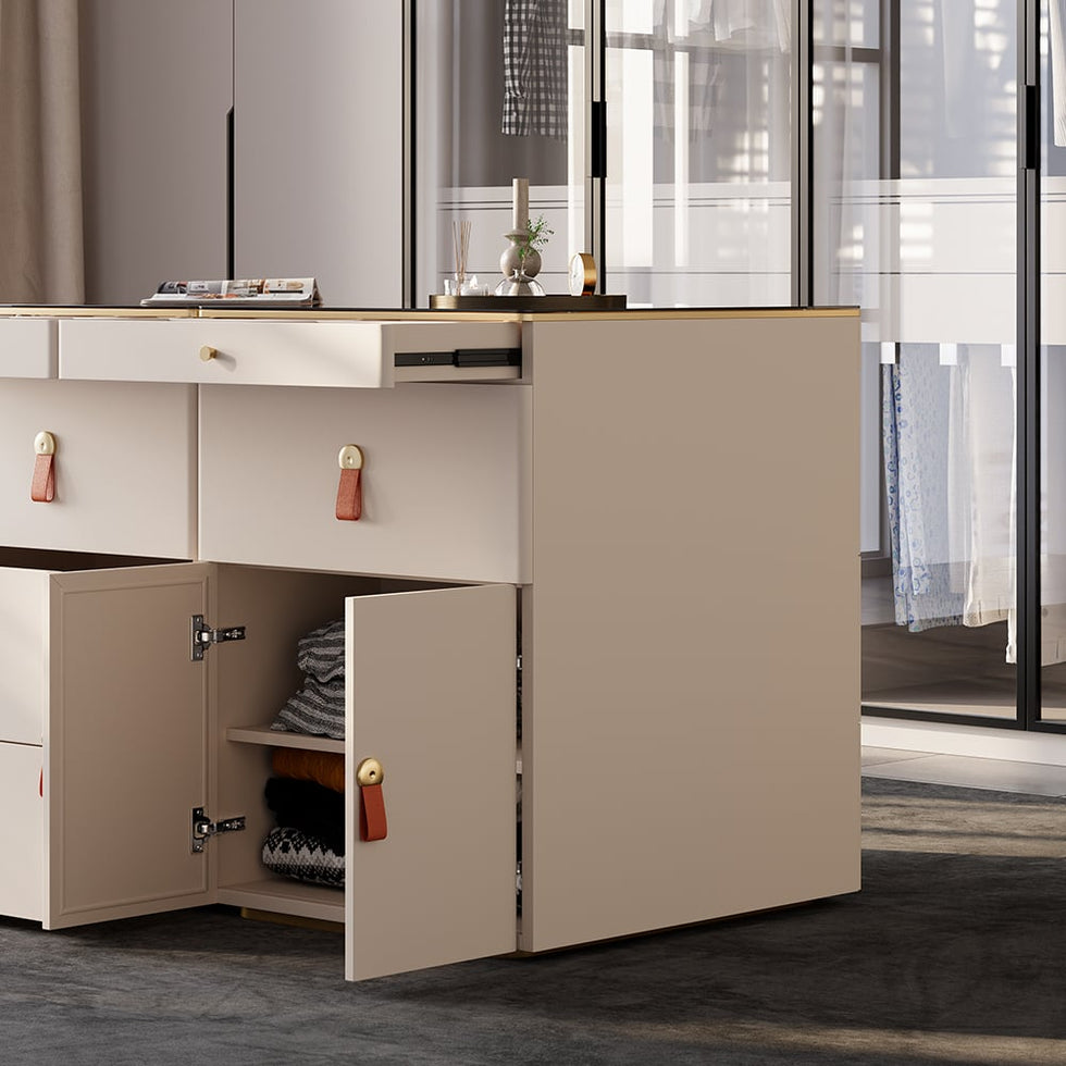 HMR - Chanor Modern Champagne Walk in Closet Island Dresser & Chest Jewelry Storage