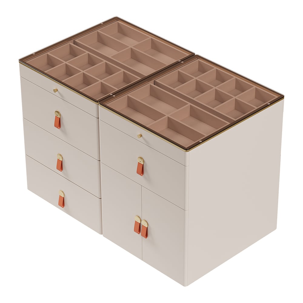 HMR - Chanor Modern Champagne Walk in Closet Island Dresser & Chest Jewelry Storage