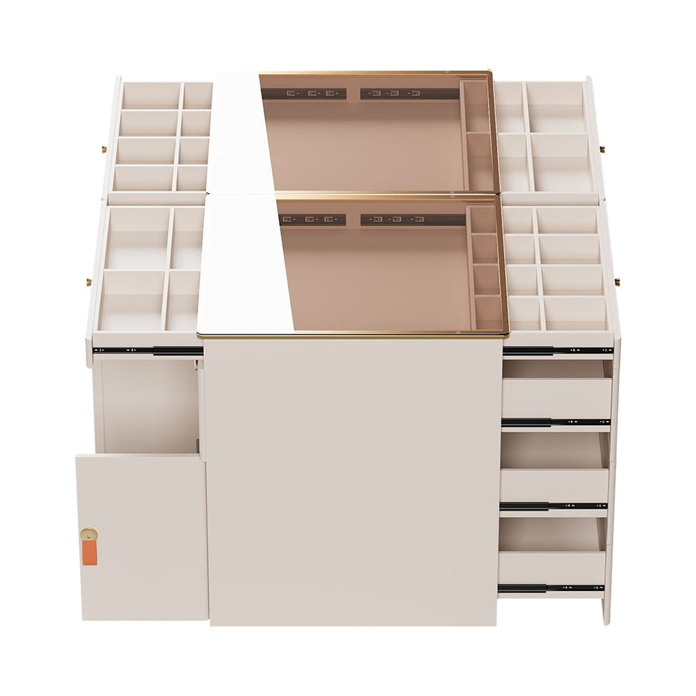 HMR - Chanor Modern Champagne Walk in Closet Island Dresser & Chest Jewelry Storage