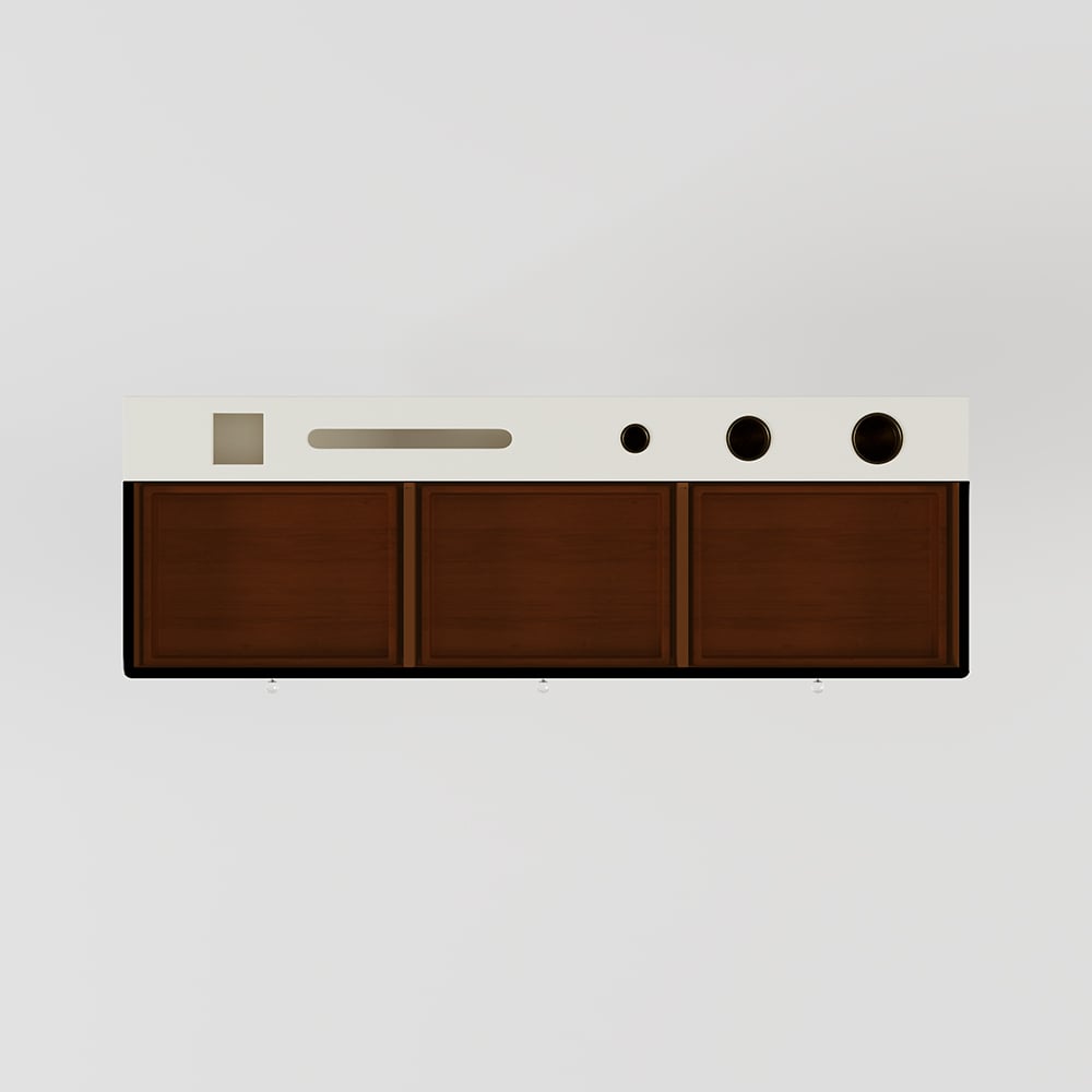 HMR - 47 Leather Floating Tempered Glass Top Makeup Vanity