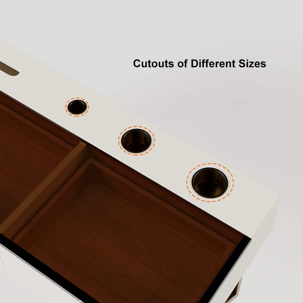HMR - 47 Leather Floating Tempered Glass Top Makeup Vanity